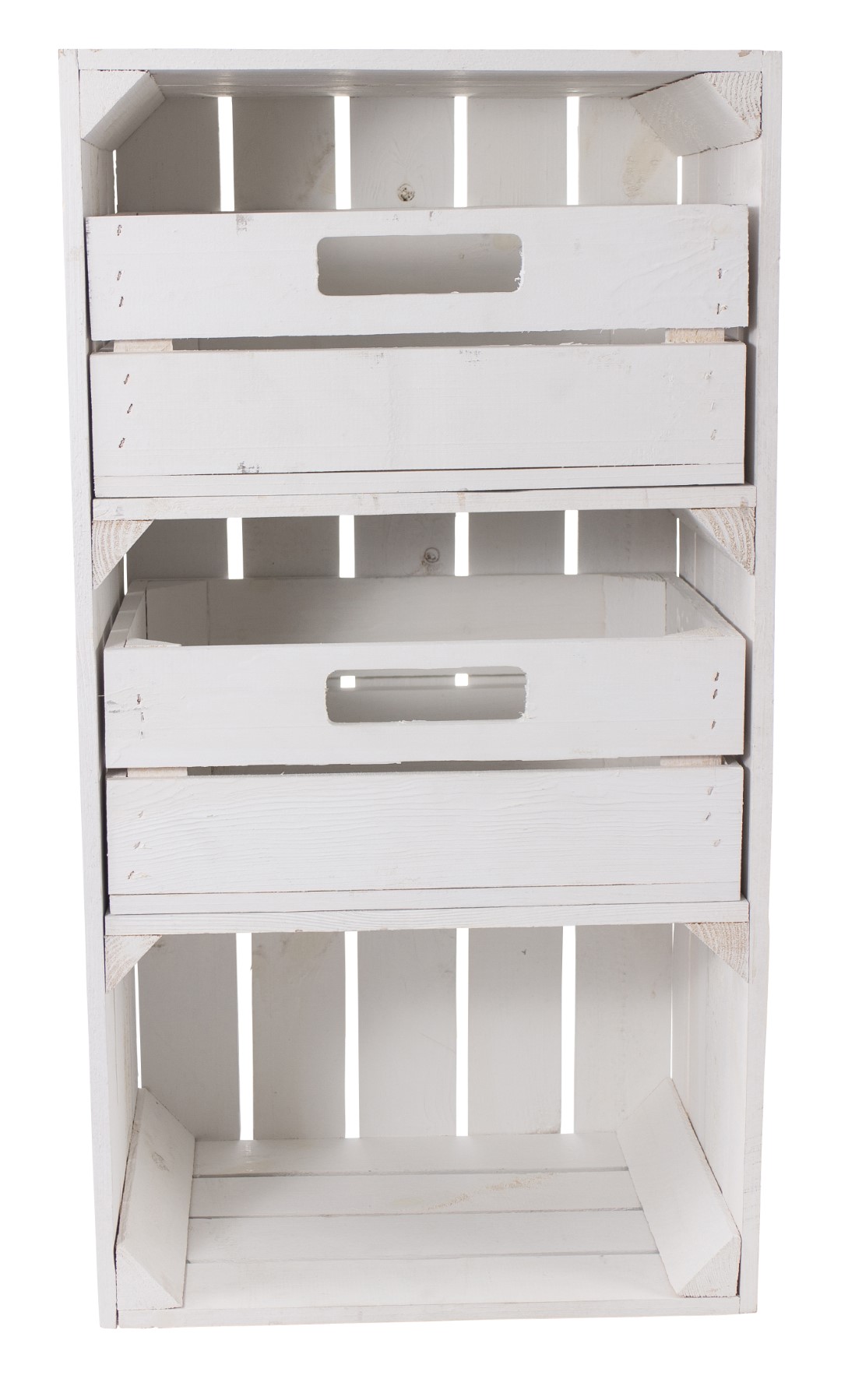 Weiße schmale Regalkiste mit Schubladen 68x40x31cm