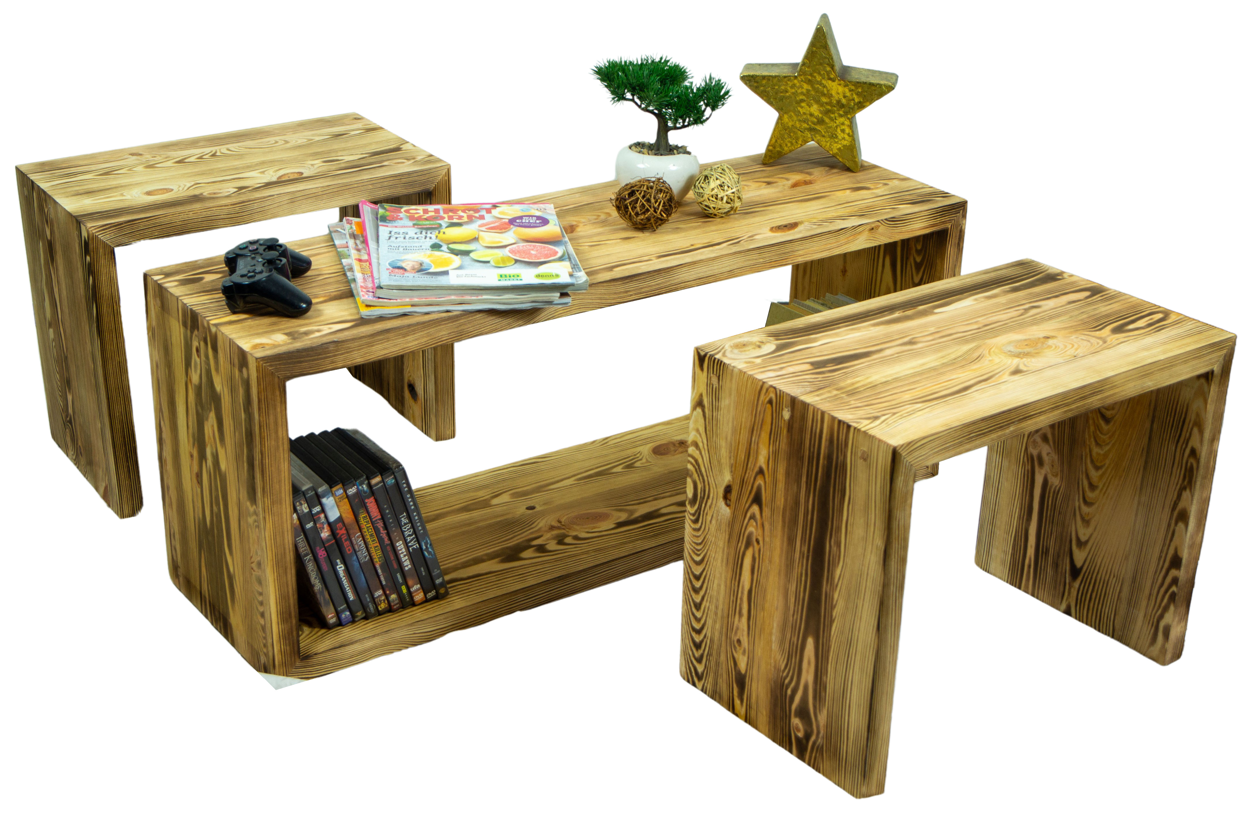 Beistelltisch 50x40x40cm Sitzhocker in geflammt Beistelltisch 50x40x40cm Sitzhocker in geflammt