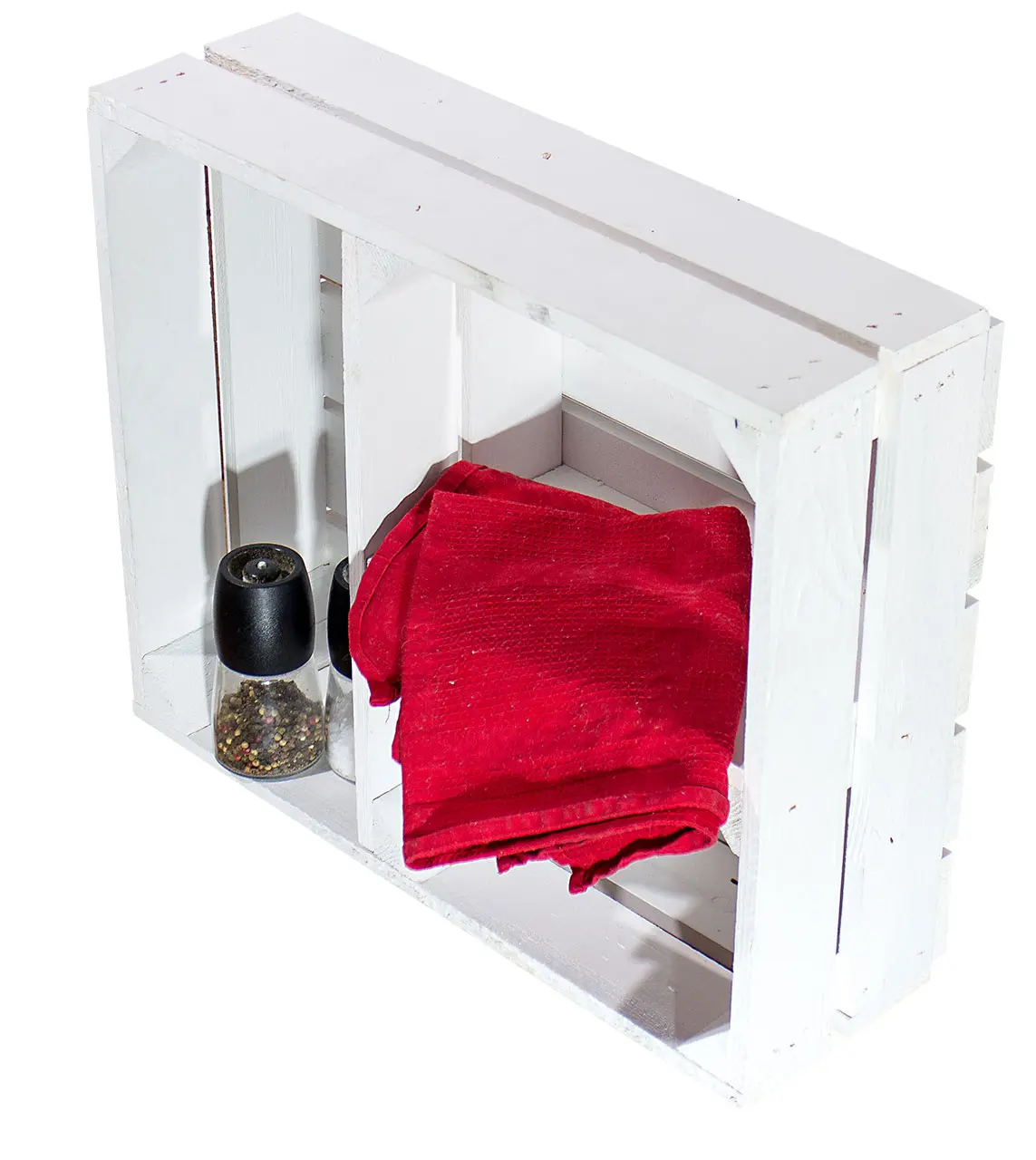 Flache weiße Kiste mit T Trenner 50x40x15cm