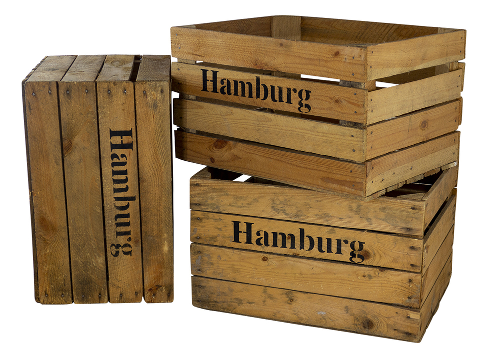Apfelkiste mit Aufdruck "Hamburg" 50x40x30cm Apfelkiste mit Aufdruck "Hamburg" 50x40x30cm