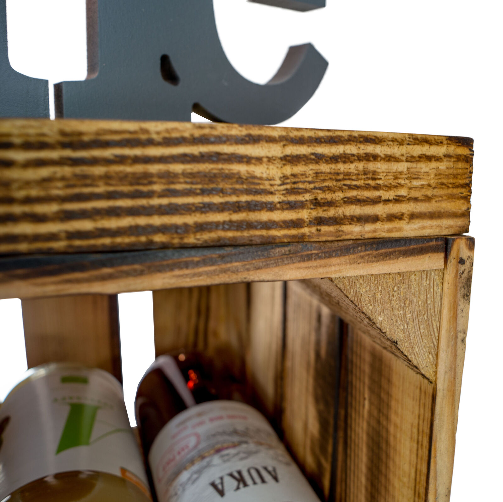 Sitzkiste Anne geflammt Quer Sitzfläche aus dicken geflammten Holzplanken