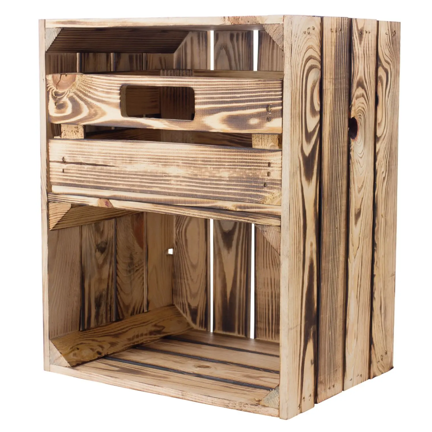 Geflammte Regalkiste -quer- mit Schublade 50x40x30cm Geflammte Regalkiste -quer- mit Schublade 50x40x30cm