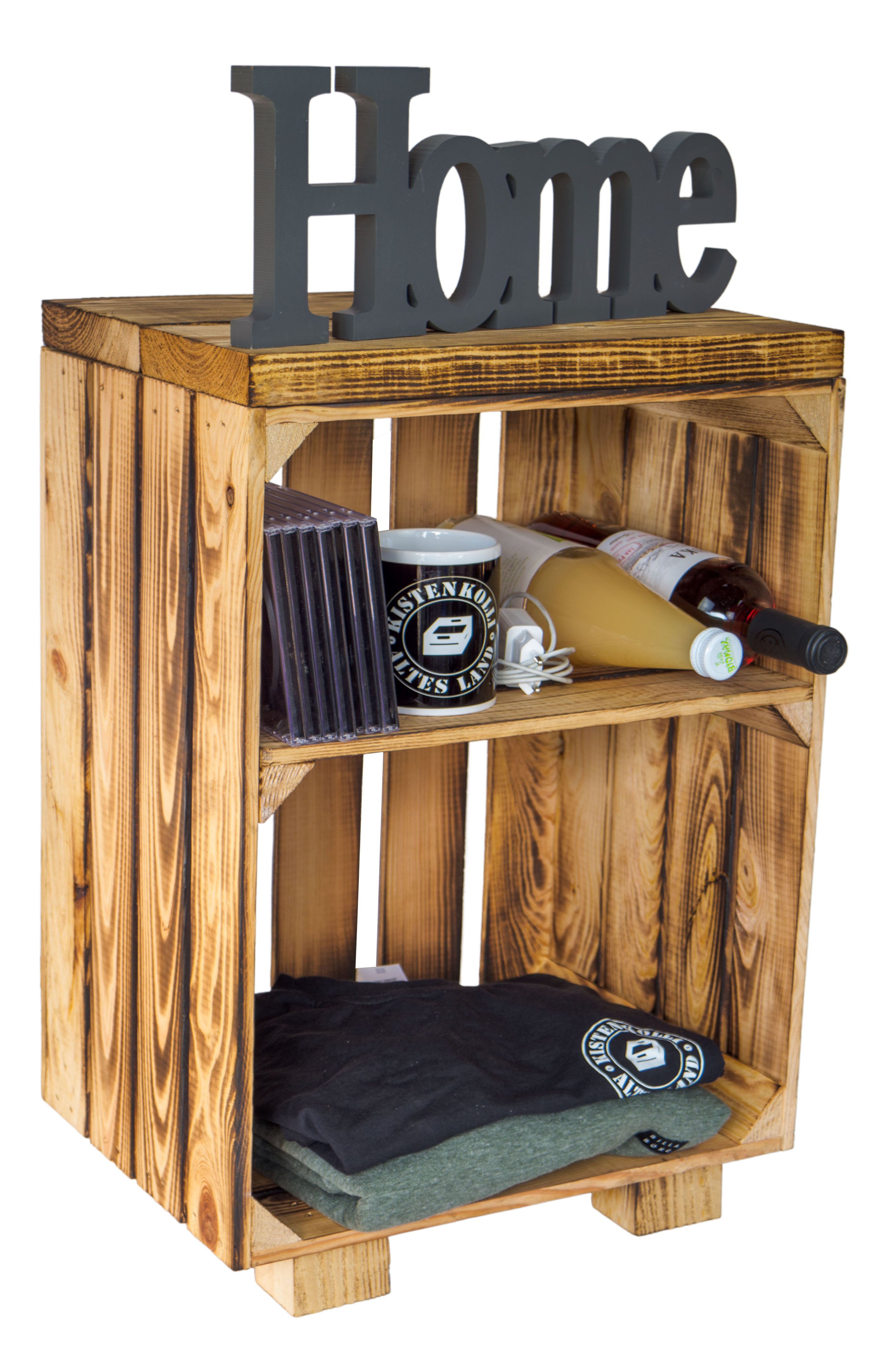 Nachttisch geflammt mit geflammten Holzplanken Nachttisch geflammt mit geflammten Holzplanken