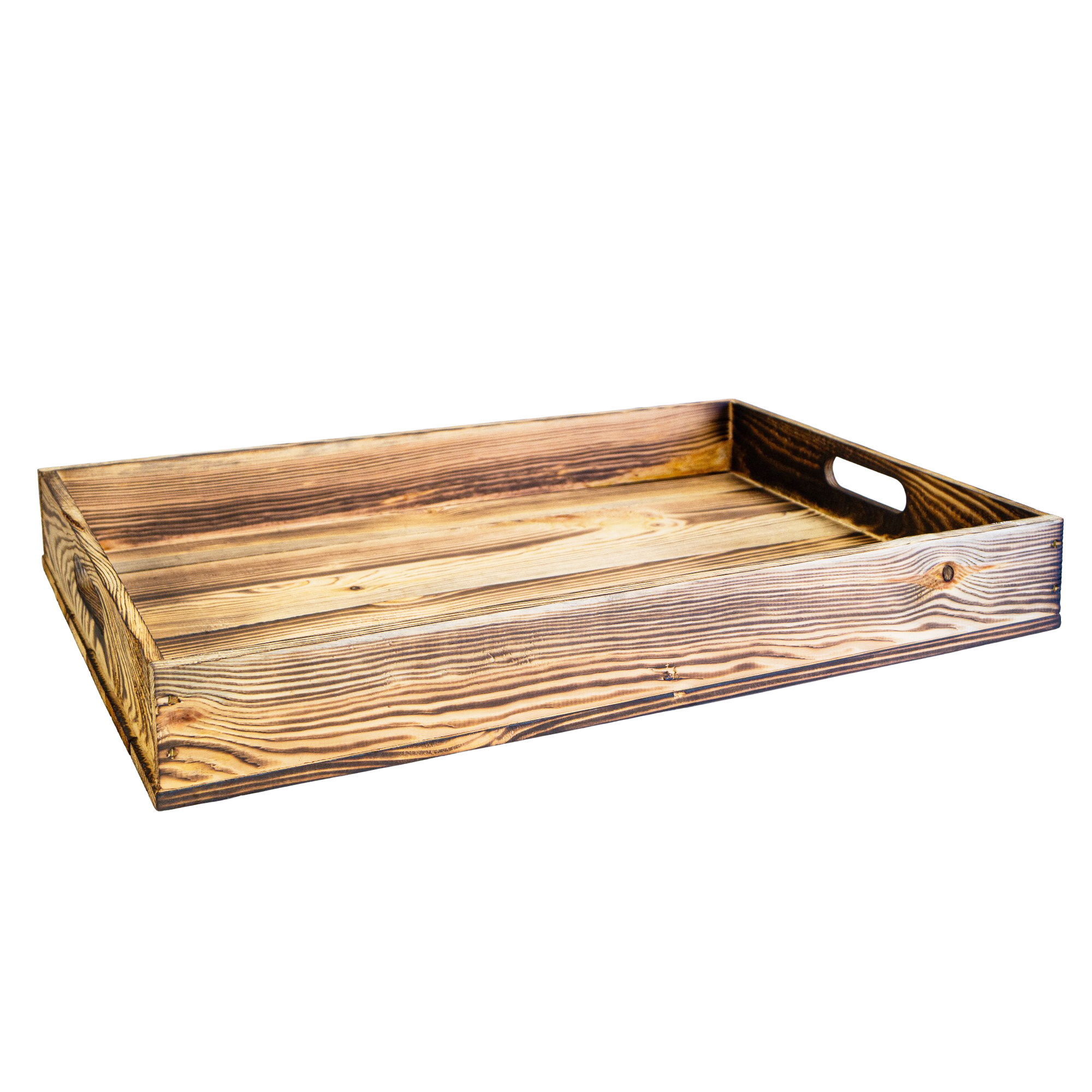 Serviertablett in geflammt 60x40x8cm Holztablett Frühstückstablet Bartablett