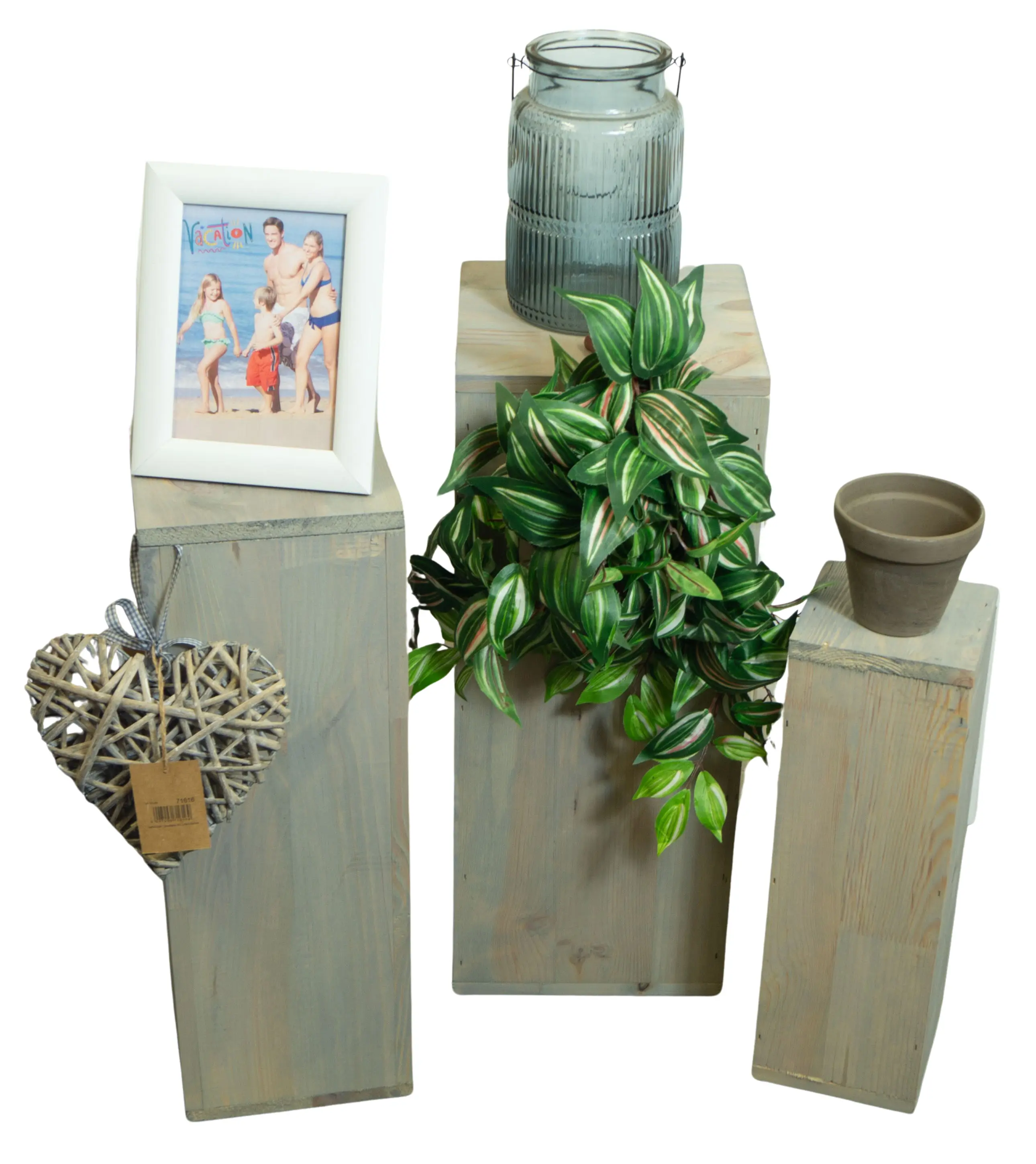 3er Set Dekosäulen viereckig in shabby natur 24x24x60cm 3er Set Dekosäulen viereckig in shabby natur 24x24x60cm