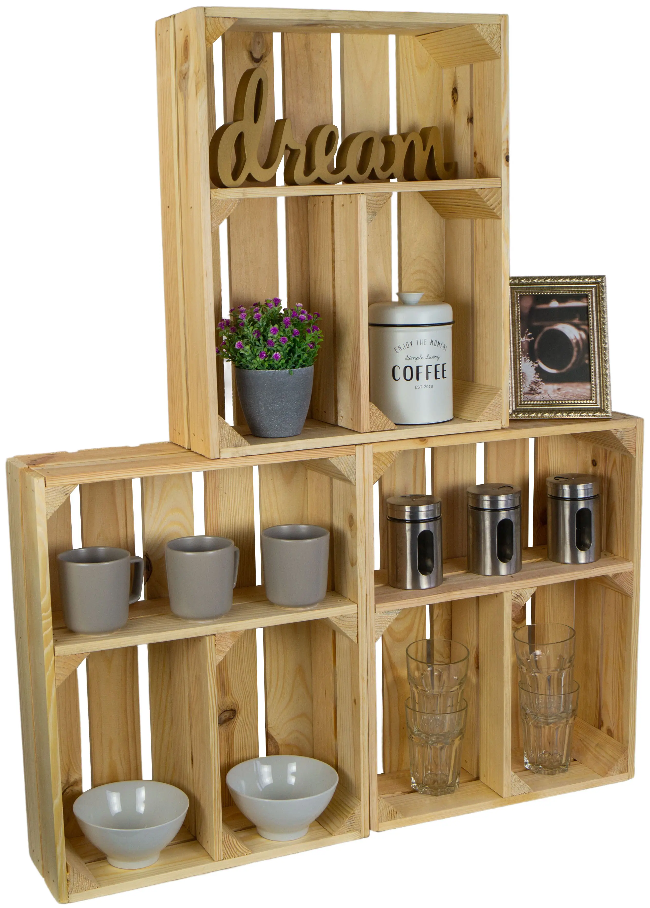 Flaches Obstkistenregal "Traute" Natur