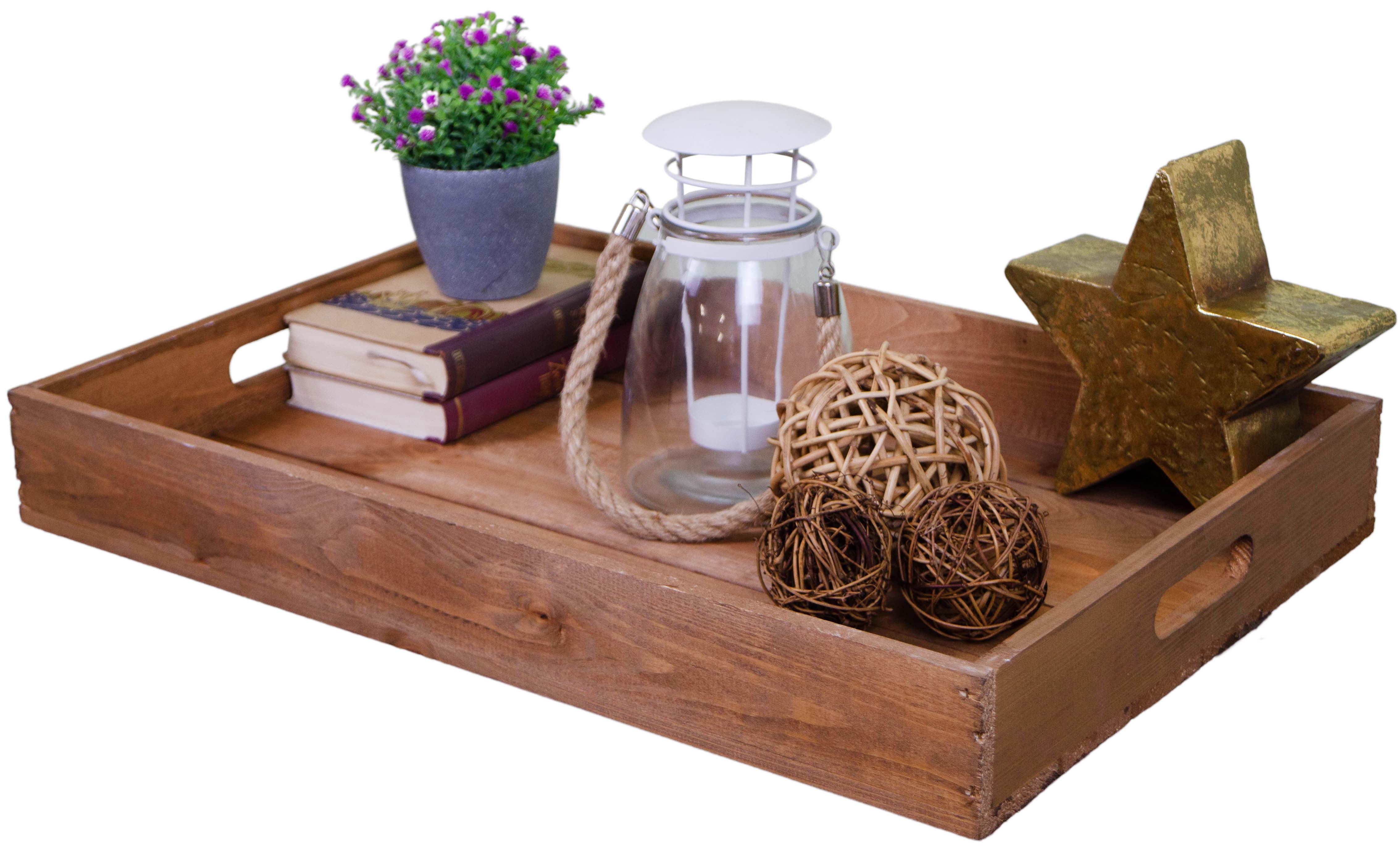 Serviertablett in braun 60x40x8cm Holztablett Frühstückstablet Bartablett Serviertablett in braun 60x40x8cm Holztablett Frühstückstablet Bartablett