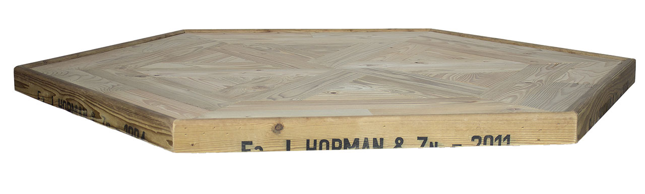 Sechseck-Tischplatte aus Apfelkisten 99x99x39cm