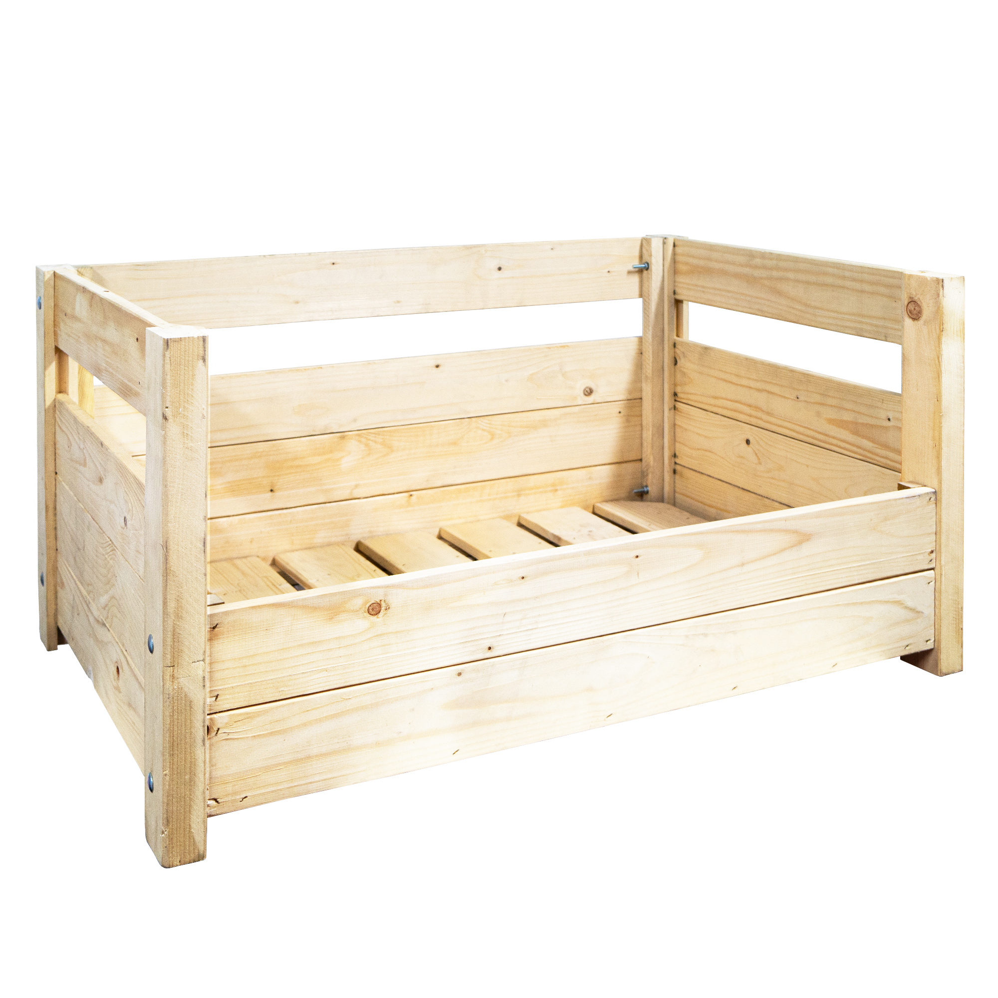 Hundebett Charly – Massivholz in Natur, Braun oder Geflammt 90x57x45cm