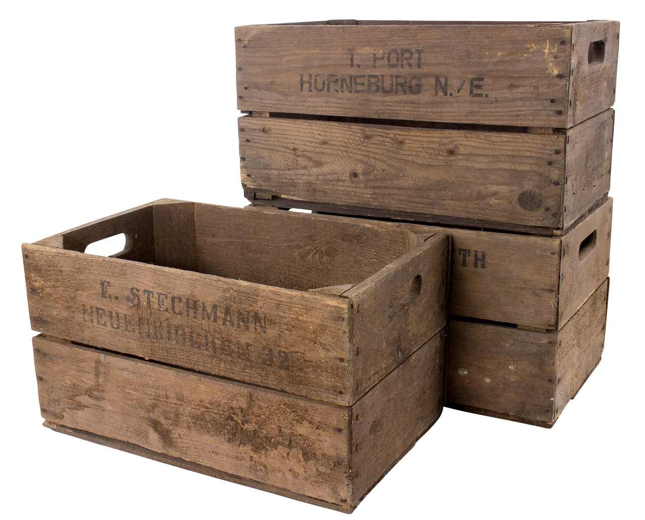 B-Ware Alte Birnenkiste mit zwei Seitenbrettern 49x30x28cm 4x /// B-Ware /// Alte Birnenkiste mit zwei Seitenbrettern 49x30x28cm