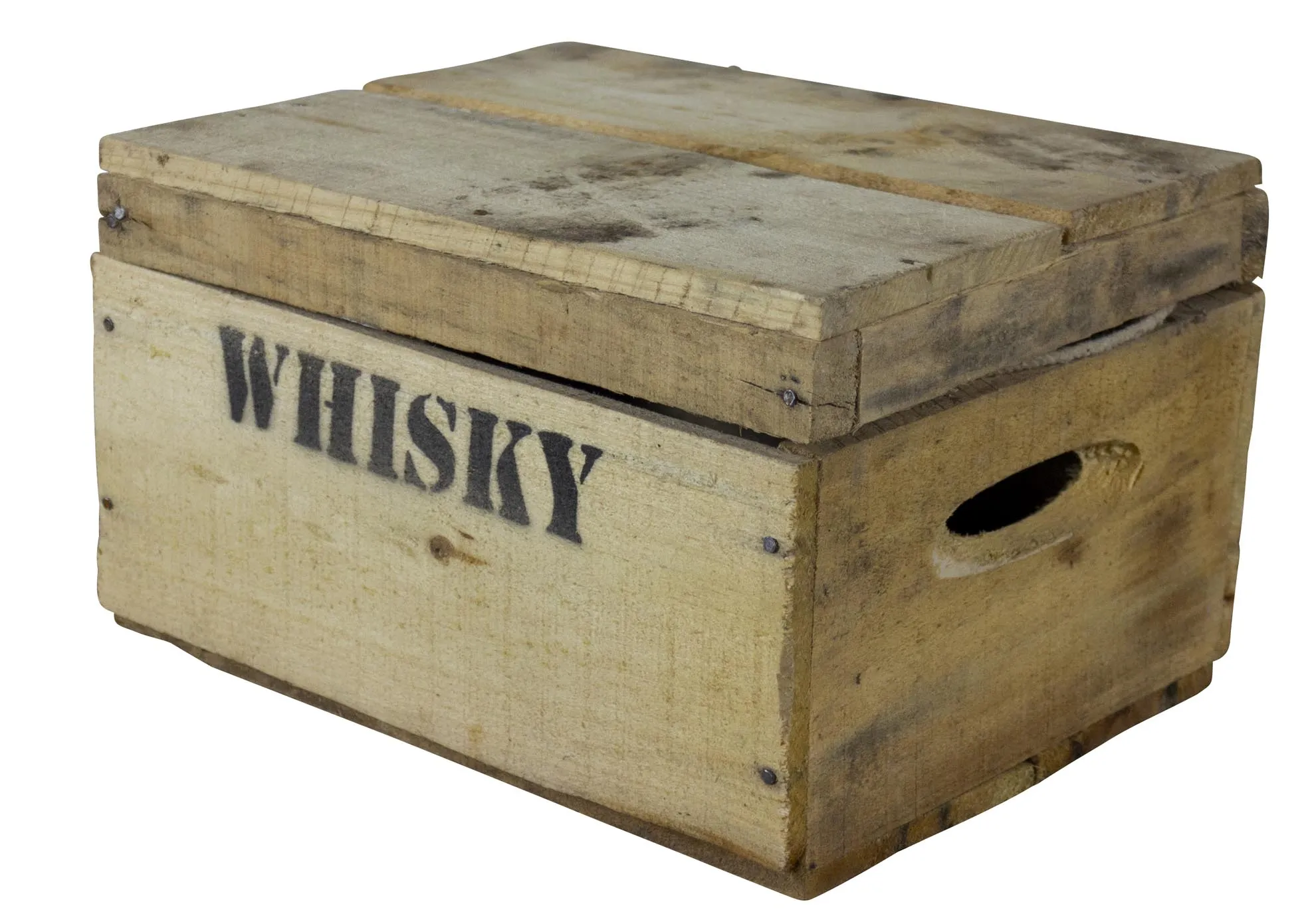 Rustikale Obstkiste mit Deckel und Aufdruck Whisky 26x20x15cm Rustikale Obstkiste mit Deckel und Aufdruck Whisky 26x20x15cm