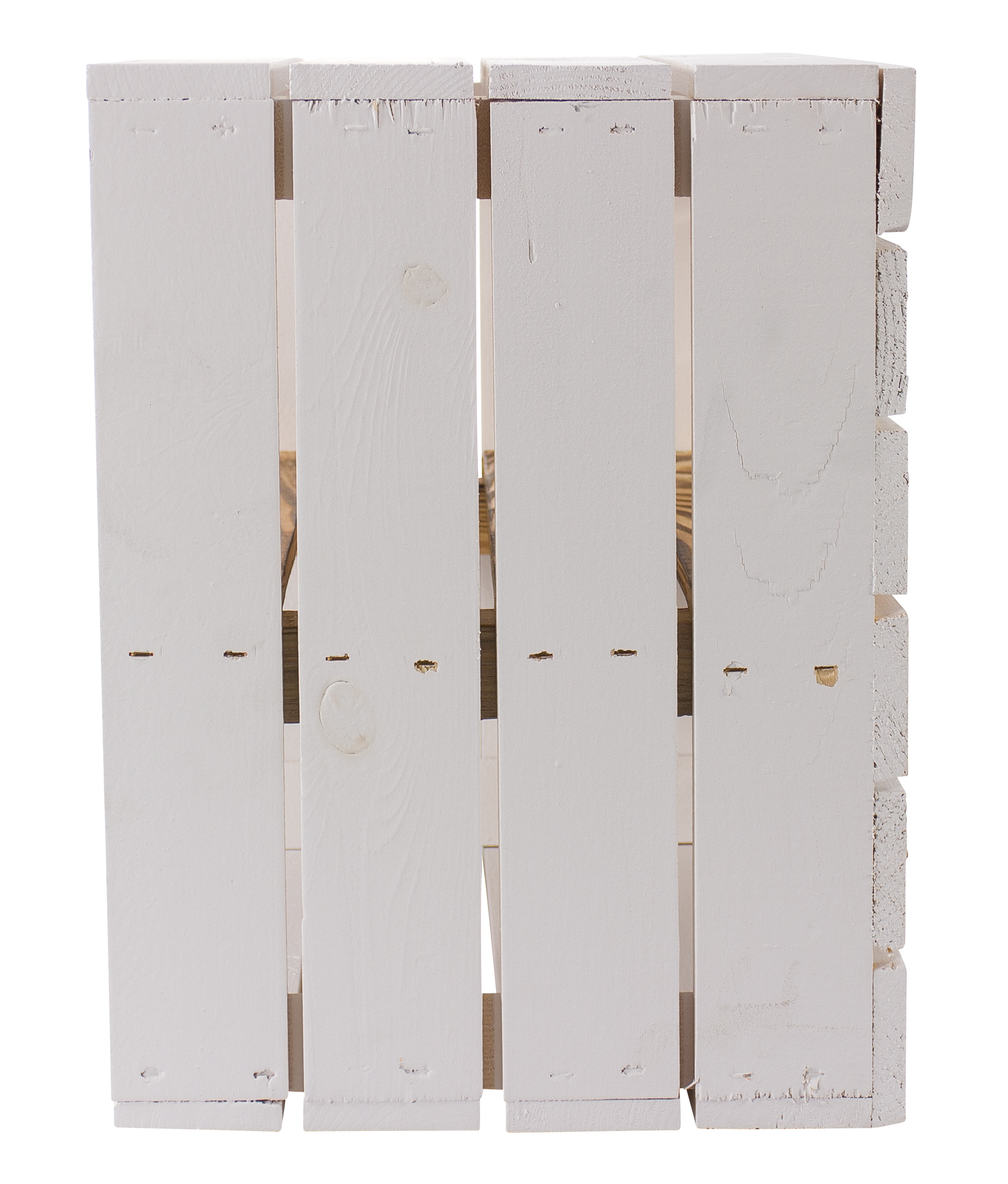 Weiße Holzkiste mit geflammtem Mittelbrett -längs- 50x40x30cm 4x weiße Holzkiste mit geflammtem Mittelbrett -längs- 50x40x30cm