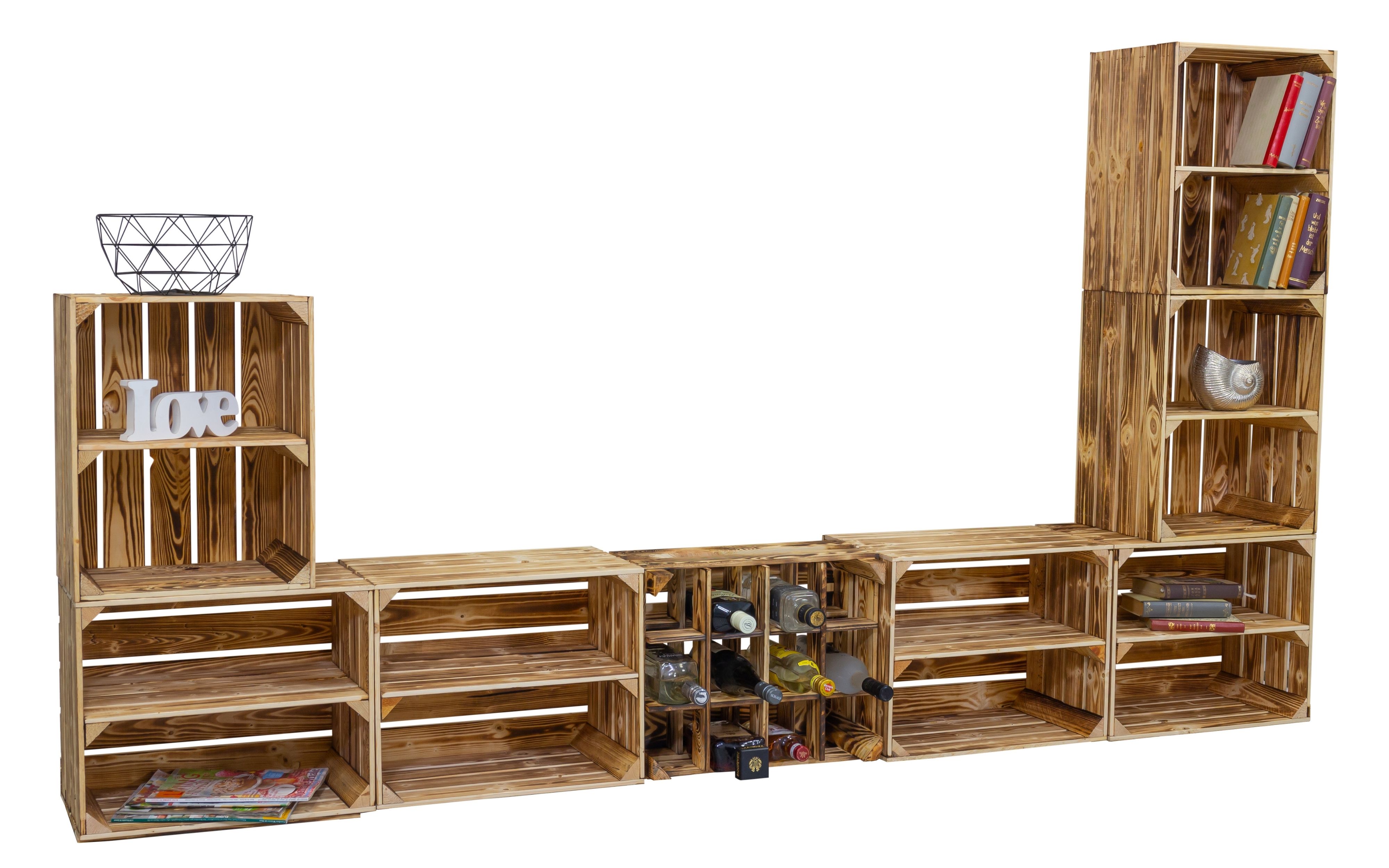 Wohnwand "Paris" mit TV Board und Kombiregalen Wohnwand "Paris" mit TV Board und Kombiregalen