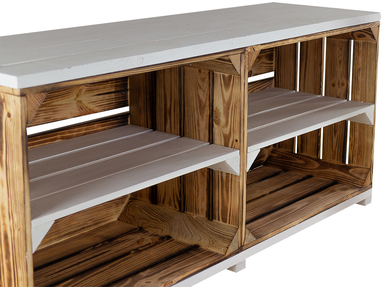 TV-Schrank aus Regalkisten auf Holzfüßen 100x30x50cm TV-Schrank aus Regalkisten auf Holzfüßen 100x30x50cm