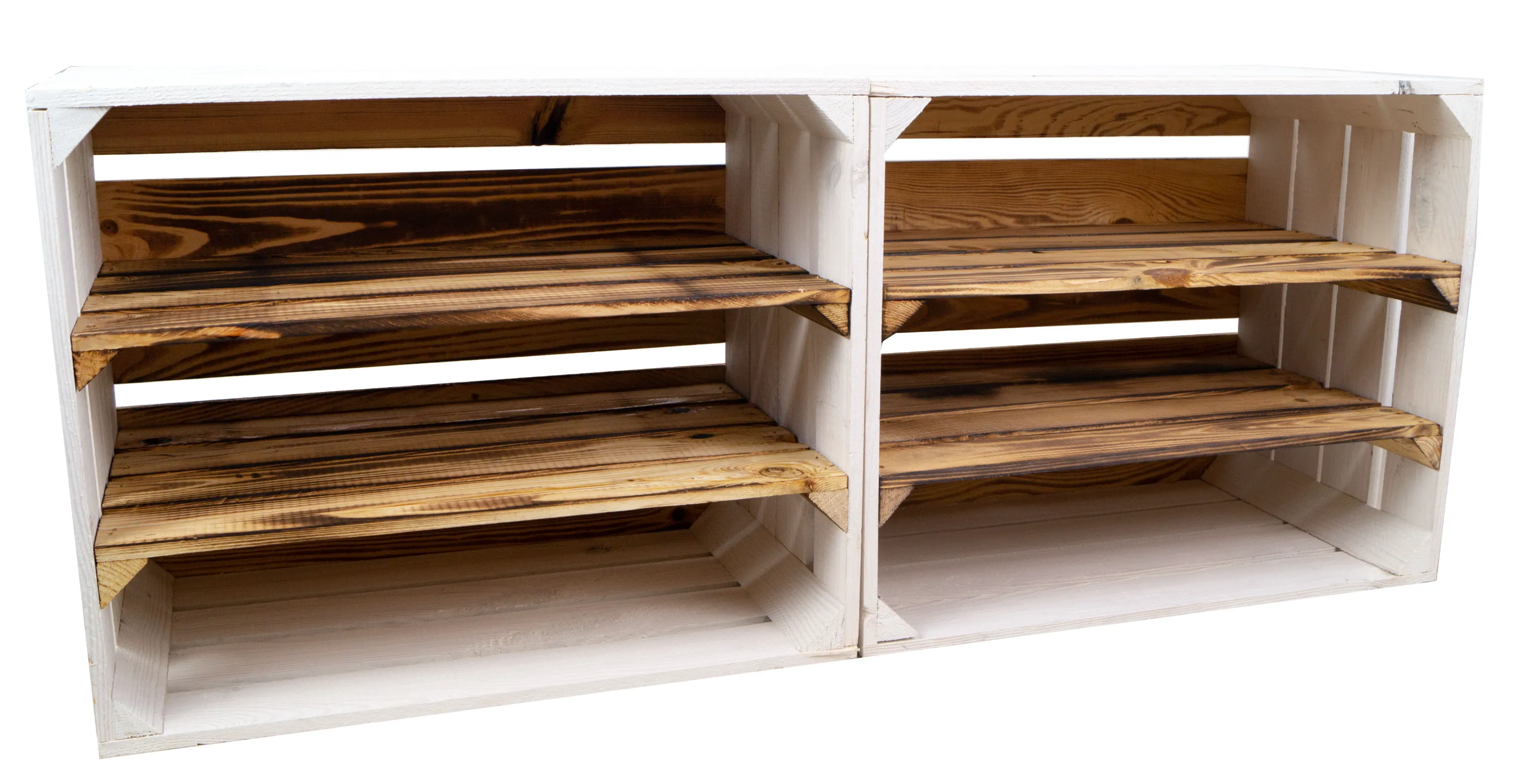 Regalkiste WEIß "Paula" doppelt geflammt LÄNGS