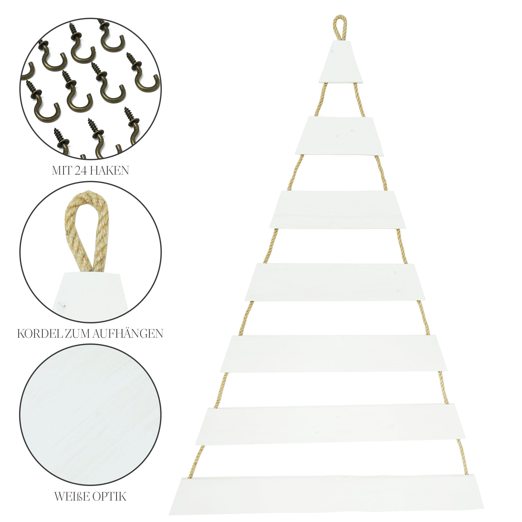 Weihnachtsbaum Adventskalender mit 24 Plätzen in weiß Deko-Holzleiter in Weihnachtsbaum-Form zum Aufhängen Tannenbaum Leiter Weihnachtsbaum Adventskalender mit 24 Plätzen in weiß Deko-Holzleiter in Weihnachtsbaum-Form zum Aufhängen Tannenbaum Leiter