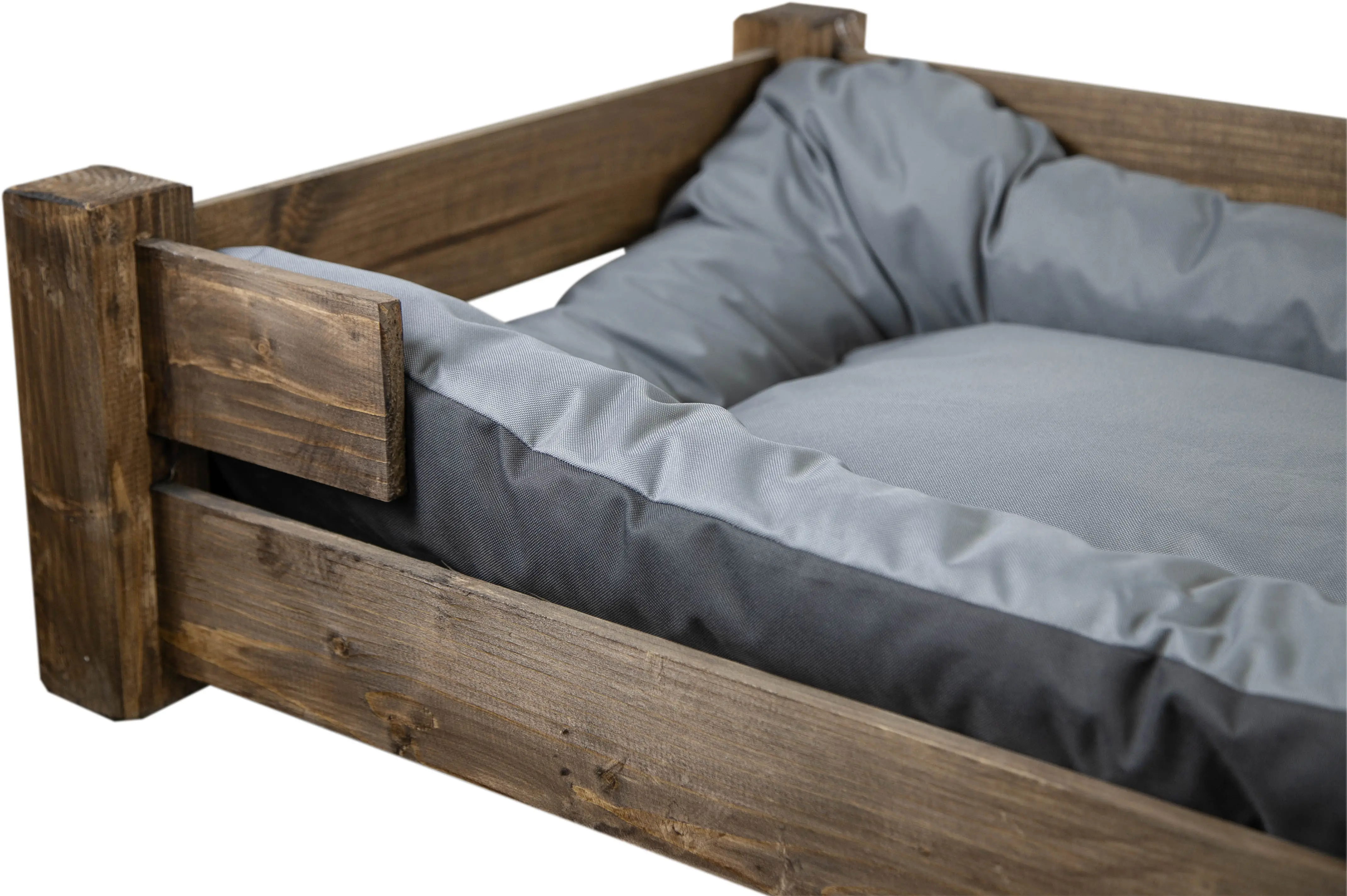 Hundebett Winston XXL Palisander mit Füßen mit Kissen grau 100x60x25cm