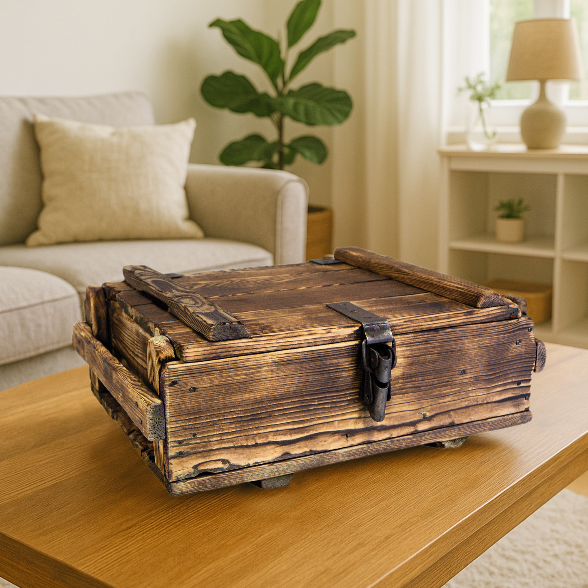 kleine Frachtkiste Paul abgeflammt 