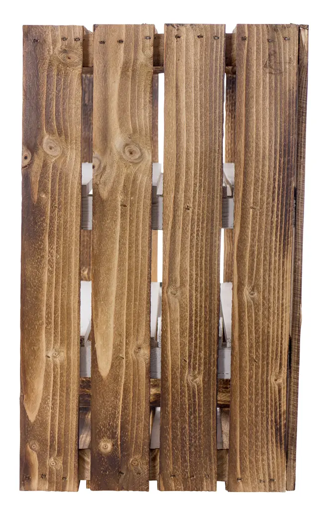 Geflammte Holzkiste mit 2 weißen Mittelbrettern -quer- 50x40x30cm