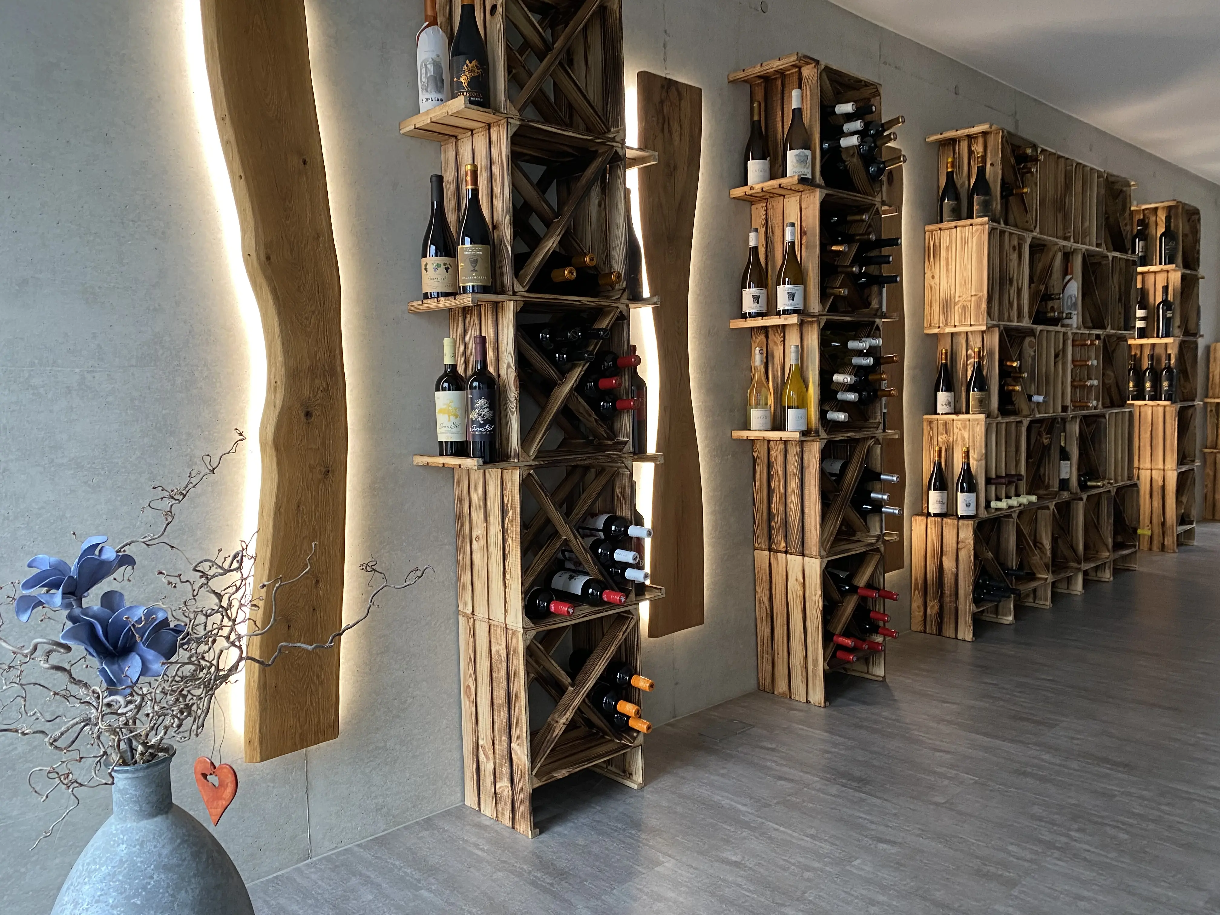 Weinregal "X" geflammt zur Flaschenlagerung 50x40x27cm"