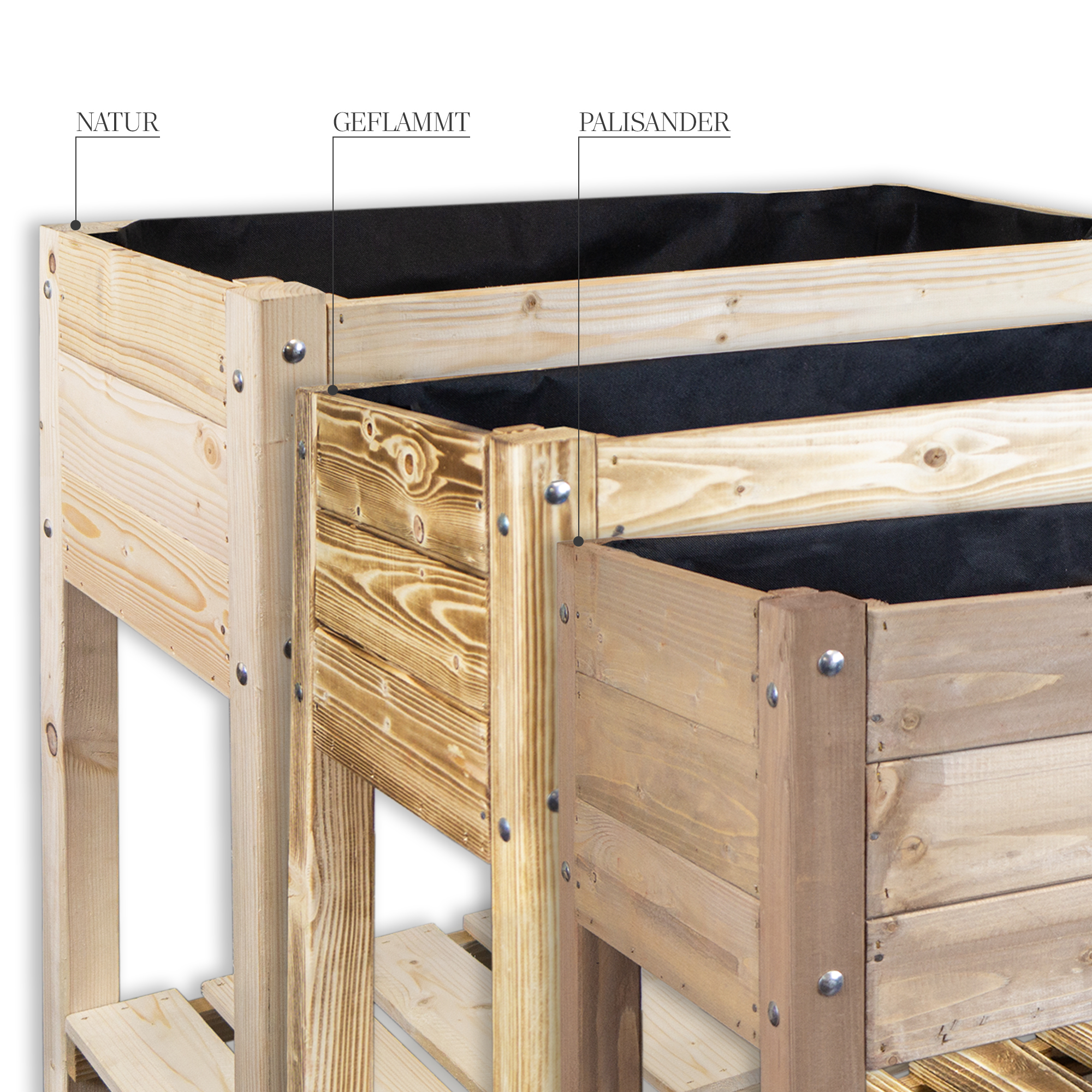 Hochbeet L 79x40x79cm geflammt Hochbeet L 79x40x79cm Natur