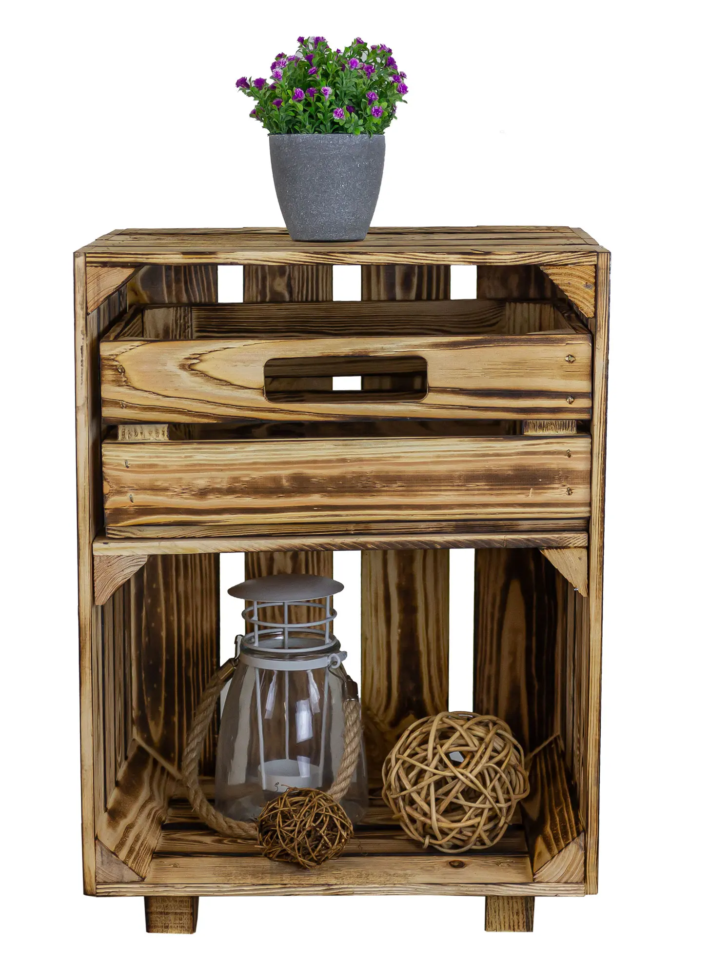 Geflammter Nachttisch mit Schublade 30,5x40x54cm Geflammter Nachttisch mit Schublade 30,5x40x54cm