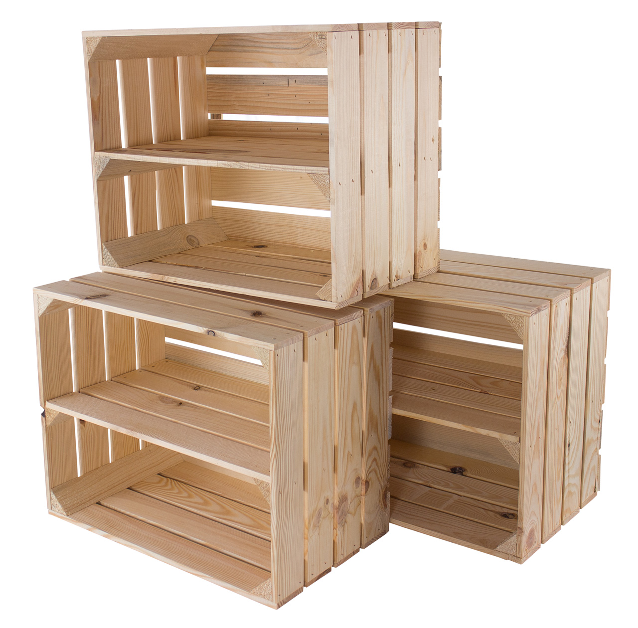 4x Holzkiste für Schuh-und Bücherregal 50x40x30cm