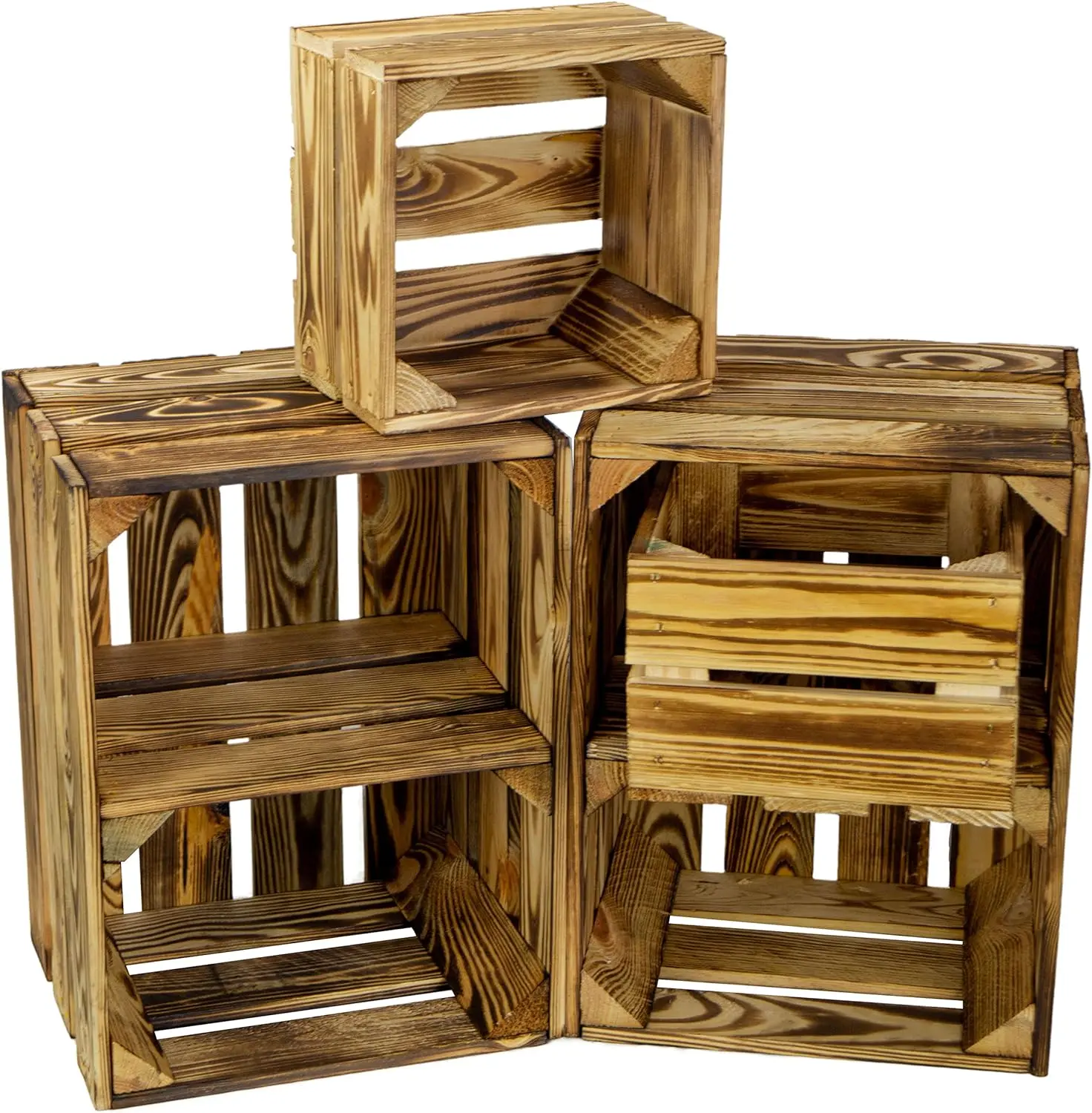 Holzkiste Bella geflammt40 x 30 x 25cm mit Schublade Lotta