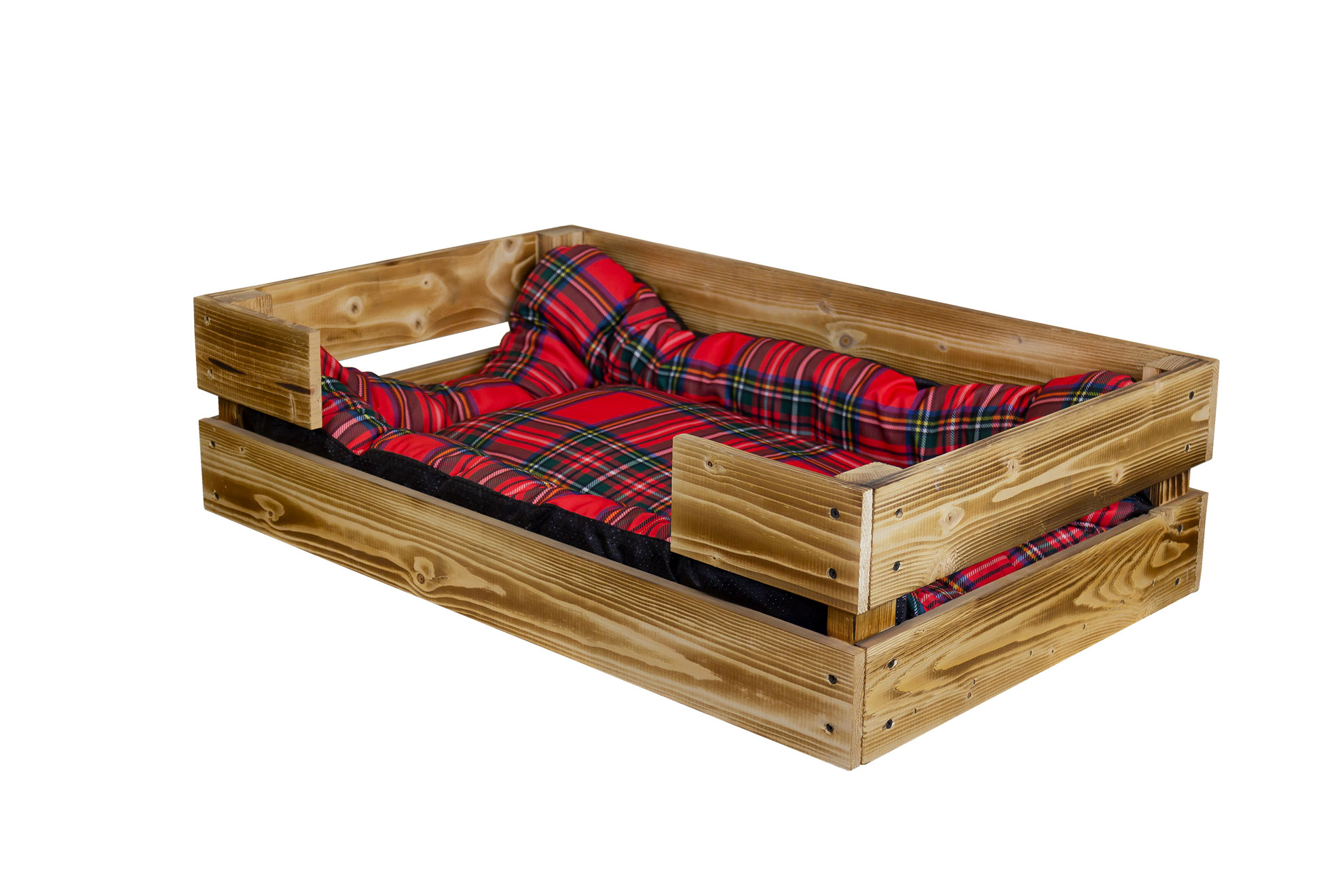 Hundekorb Rocky geflammt mit Kissen 80x50x21cm Hundebett Rocky Geflammt mit Kissen grau 80x50x21cm