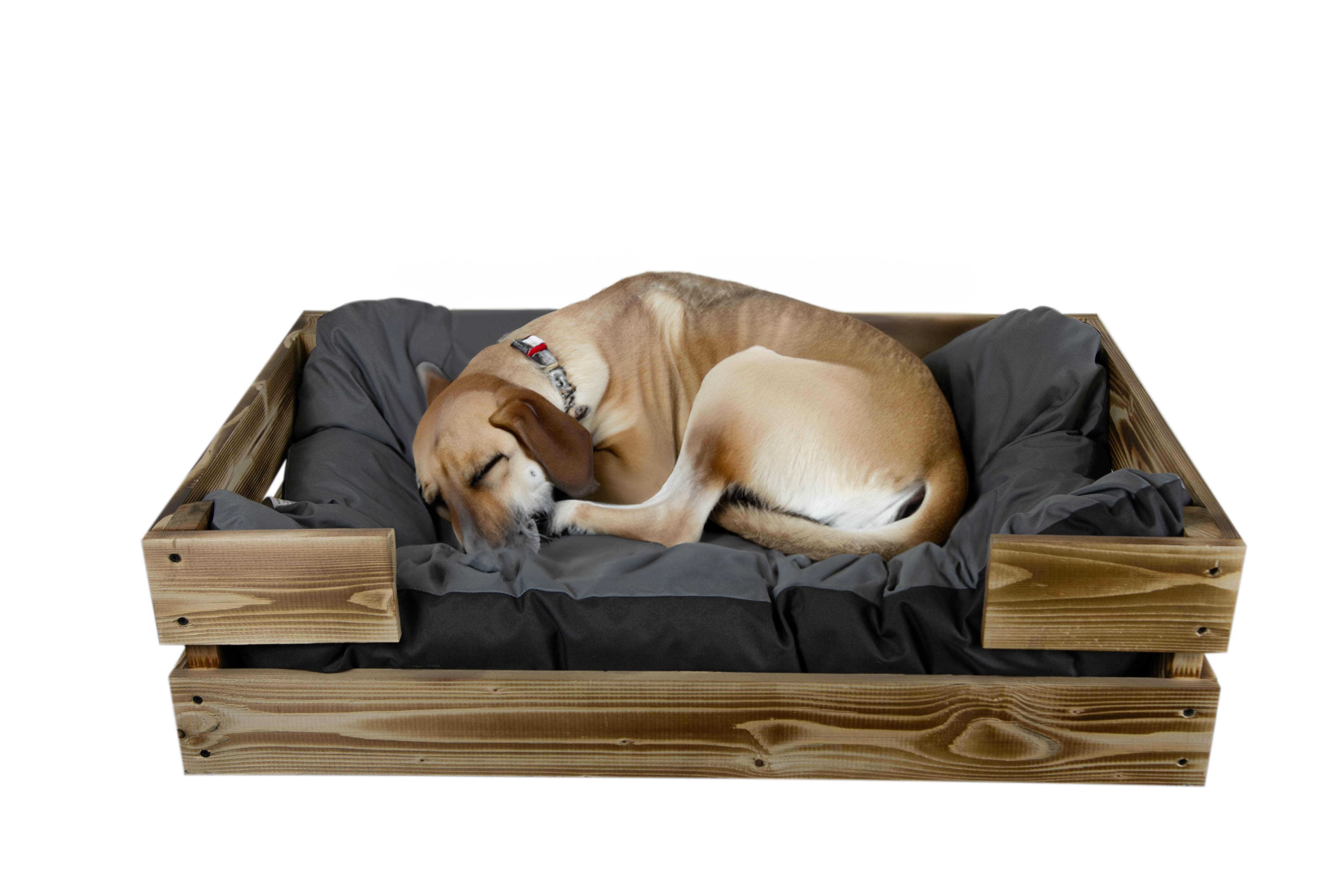 Hundebett Rocky Geflammt mit Kissen grau 80x50x21cm Hundebett Rocky Geflammt mit Kissen grau 80x50x21cm