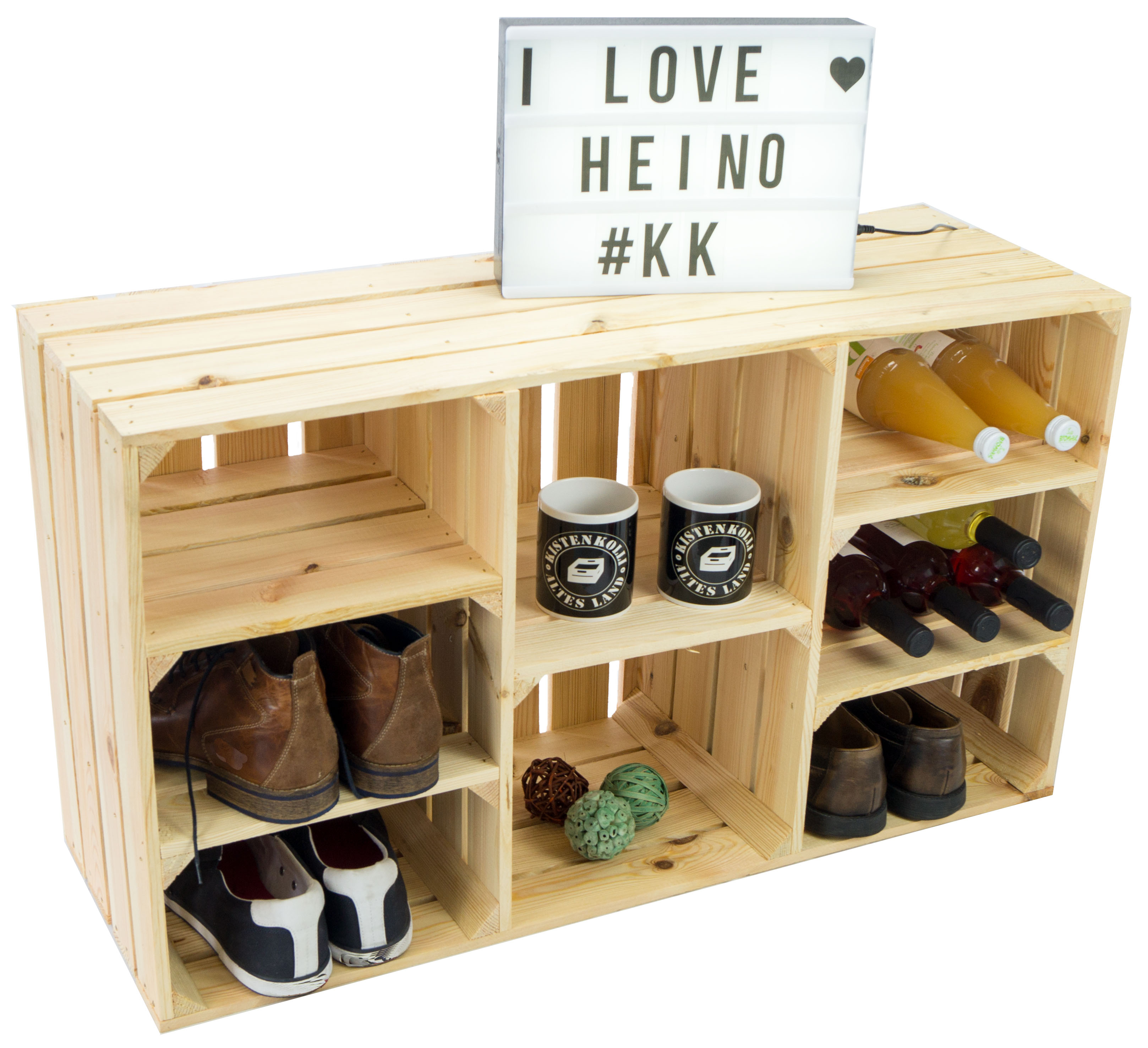 Großes Holzregal Heino Natur 88x50x30cm Großes Holzregal Heino Natur 88x50x30cm