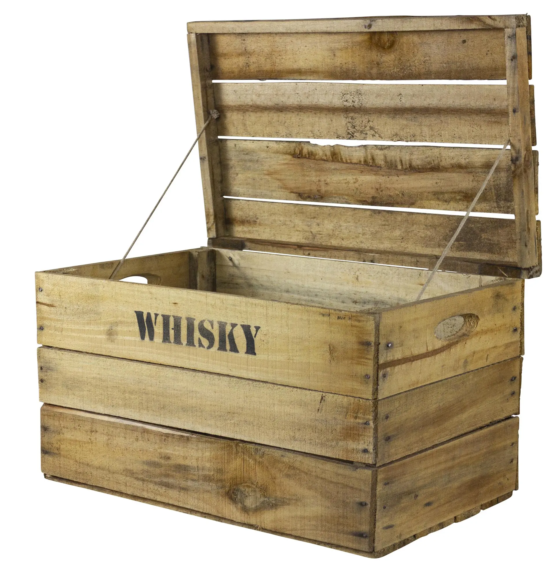 5er Set Rustikale Obstkiste mit Deckel und Aufdruck Whisky XS-XL 5er Set Rustikale Obstkiste mit Deckel und Aufdruck Whisky XS-XL