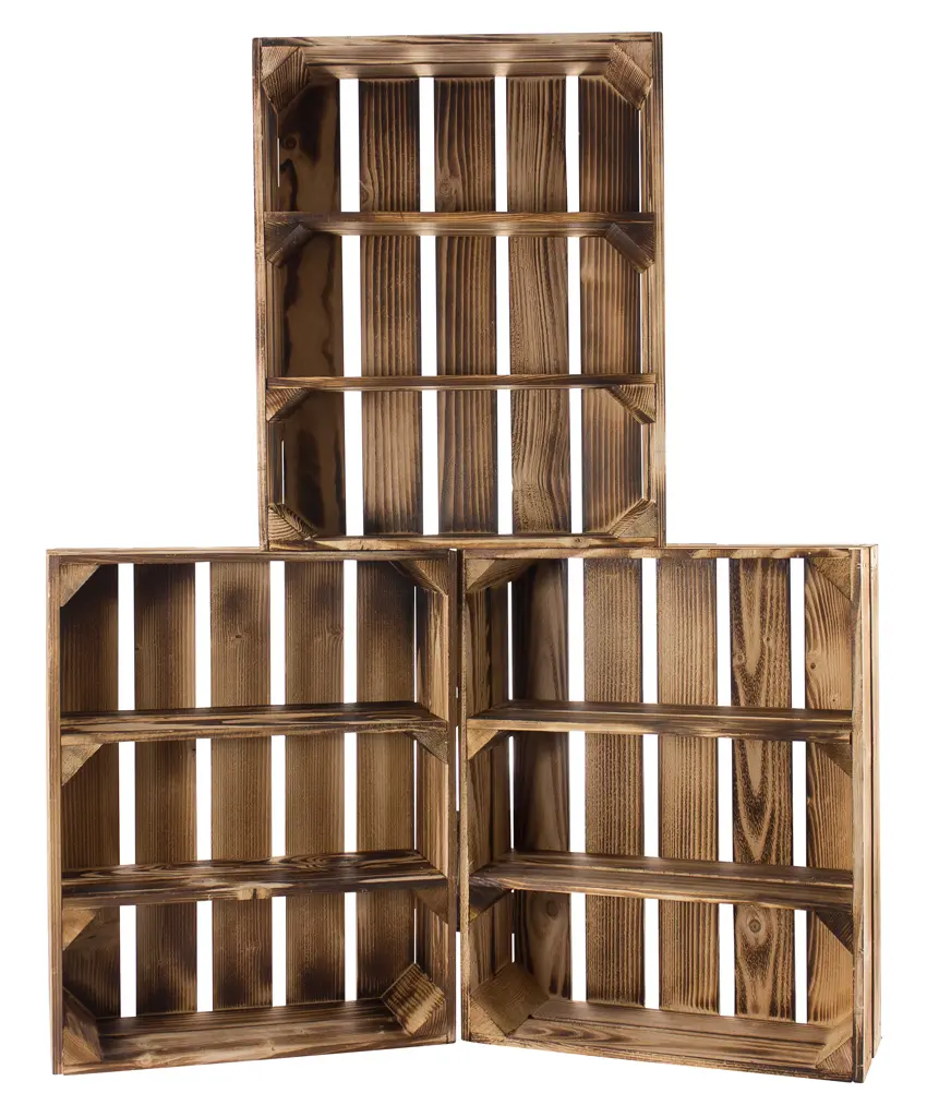 Regalkiste flach mit 3 Fächern *geflammt* 50x40,5x16cm Regalkiste flach mit 3 Fächern *geflammt* 50x40,5x16cm