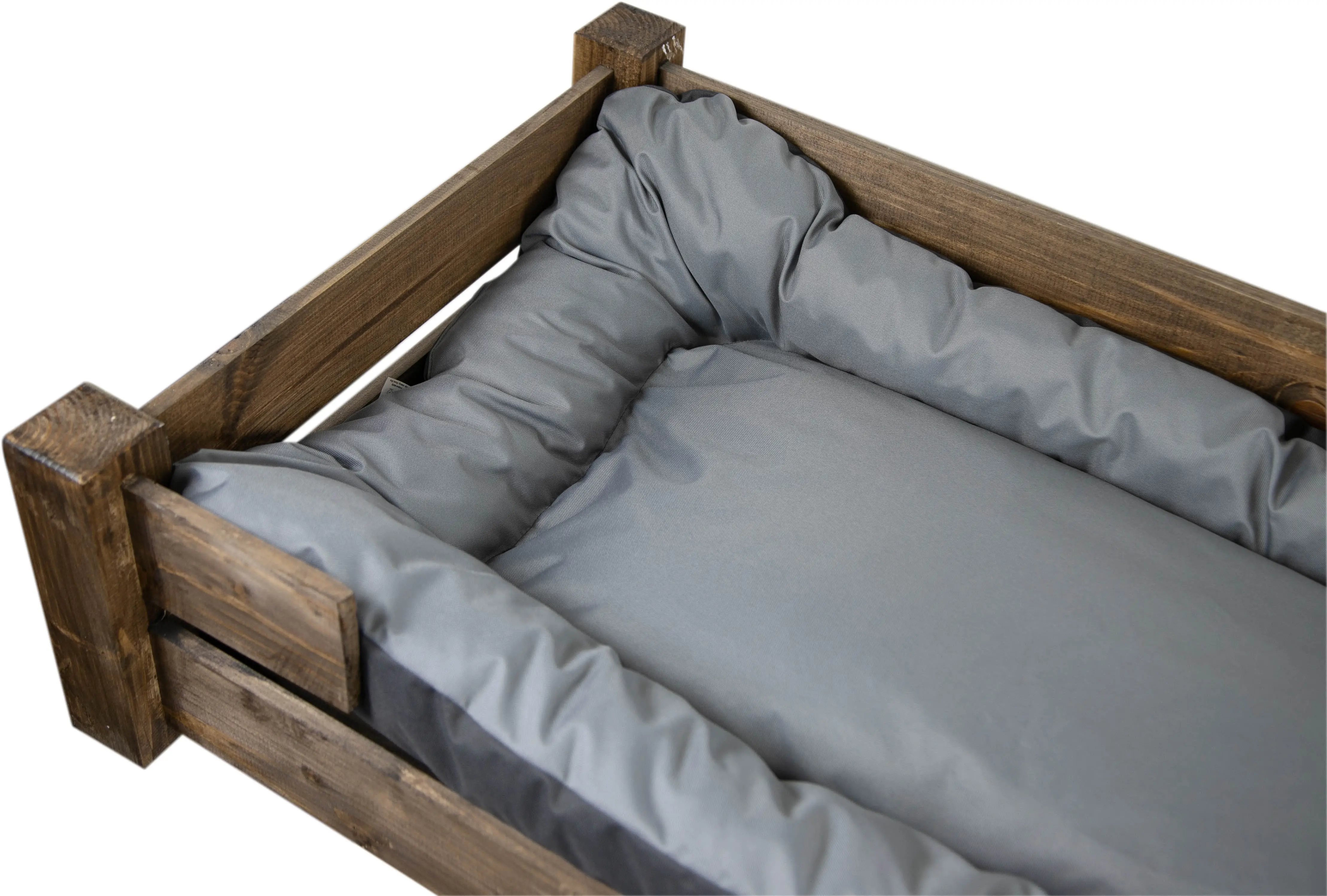 Hundebett Winston XXL Palisander mit Füßen mit Kissen grau 100x60x25cm