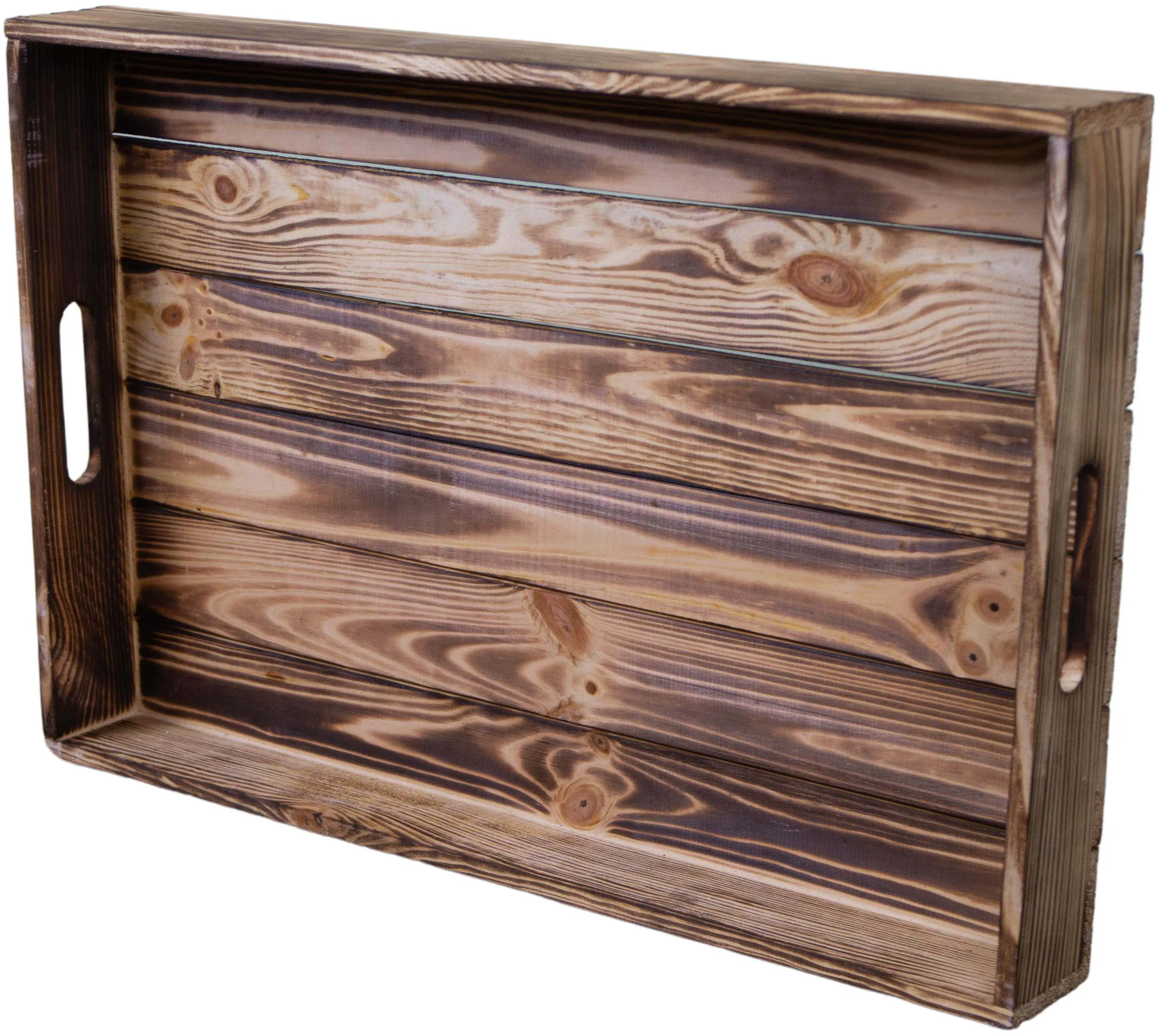 Serviertablett in geflammt 60x40x8cm Holztablett Frühstückstablet Bartablett Serviertablett in geflammt 60x40x8cm Holztablett Frühstückstablet Bartablett