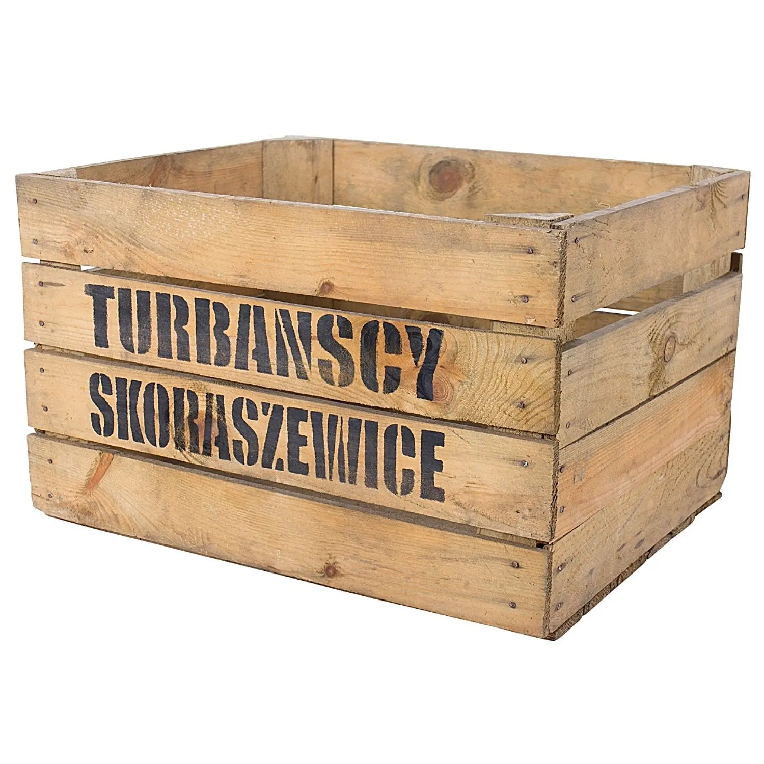 Alte Apfelkiste mit dekorativem Erzeuger-Aufdruck 50x40x30cm Alte Apfelkiste mit dekorativem Erzeuger-Aufdruck 50x40x30cm