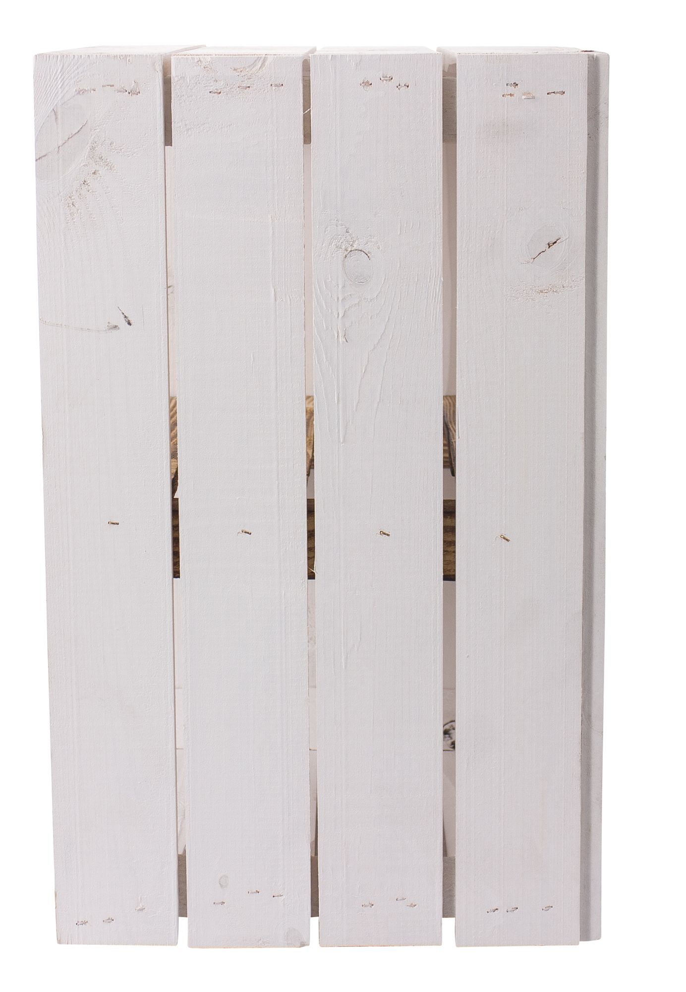 Weiße Holzkiste mit geflammtem Mittelbrett -quer- 50x40x30cm