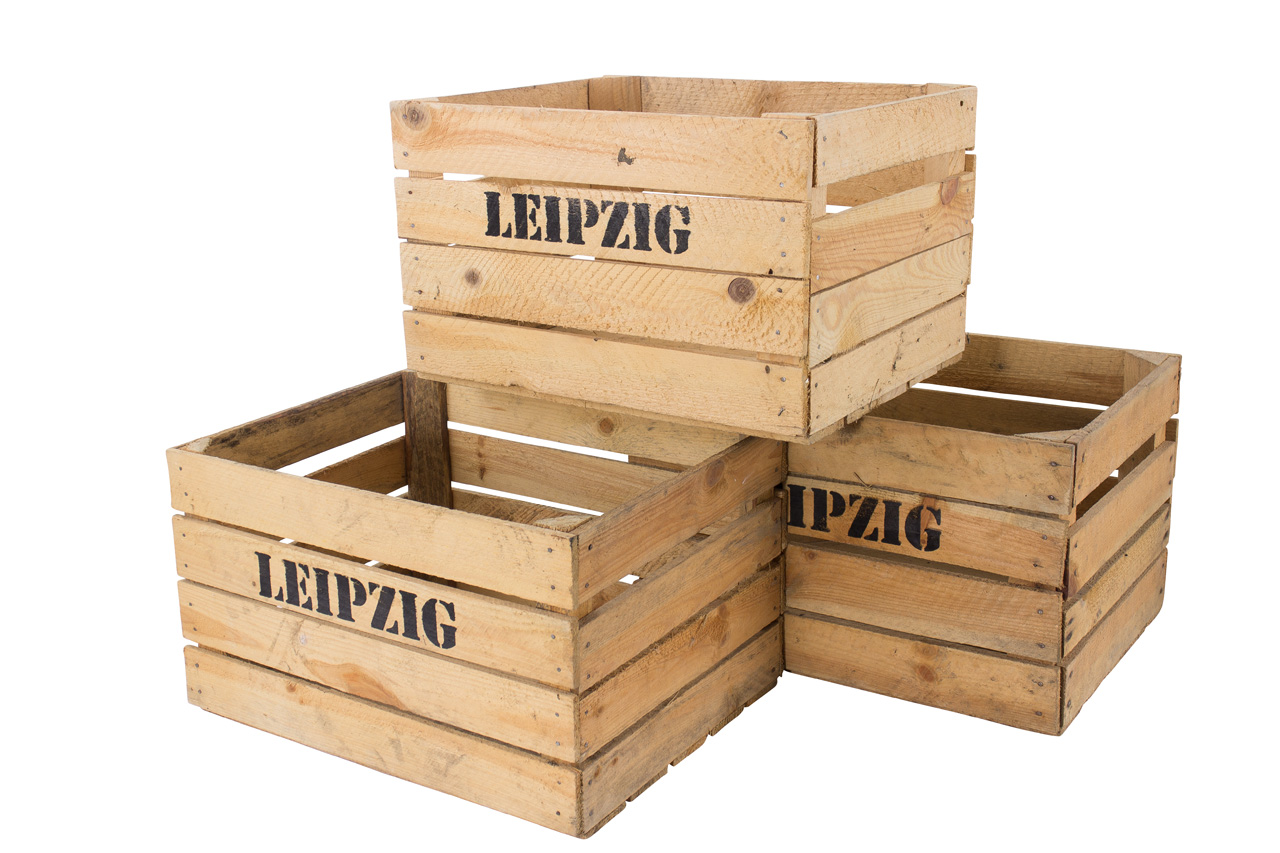 Apfelkiste mit Aufdruck "Leipzig" 50x40x30cm Apfelkiste mit Aufdruck "Leipzig" 50x40x30cm