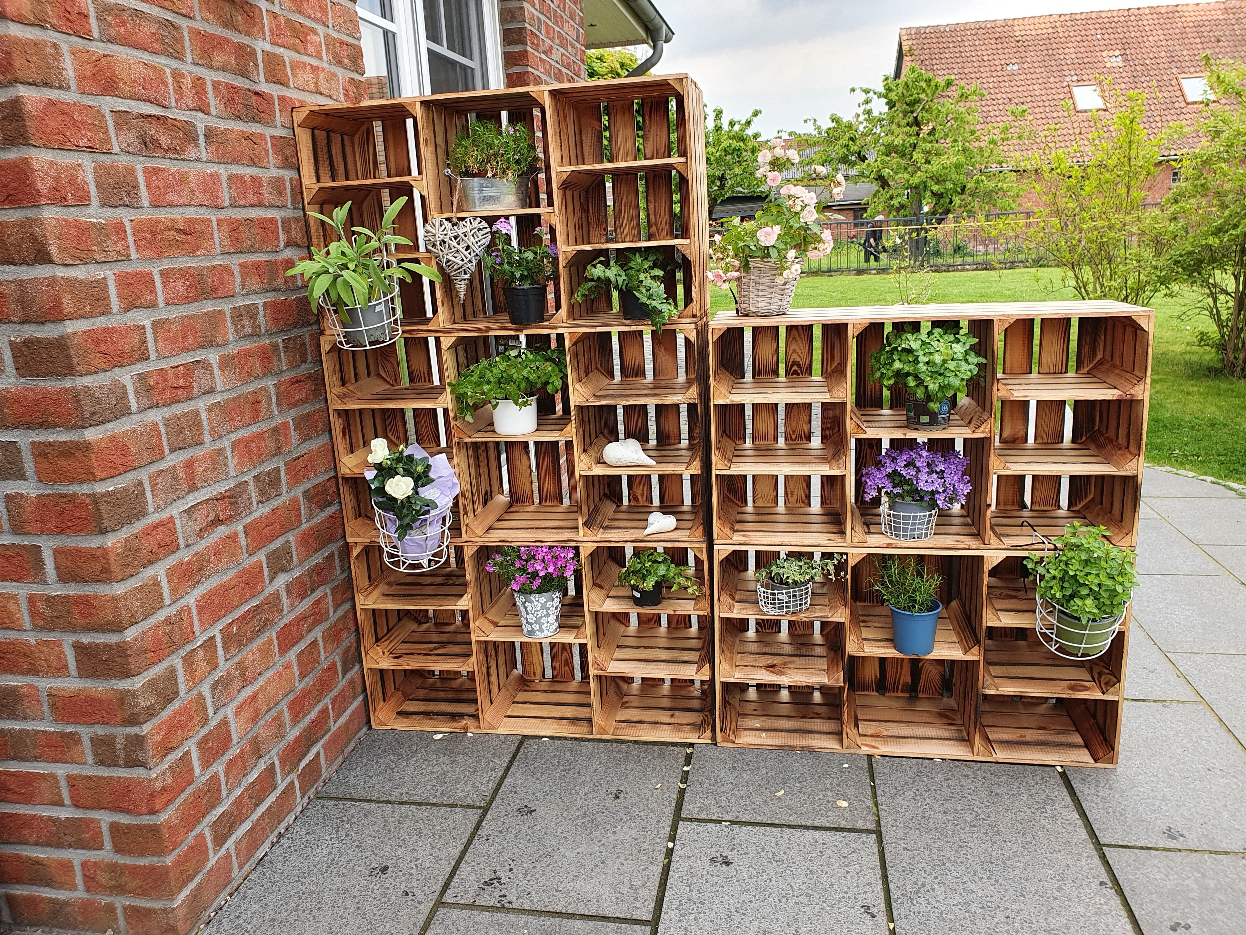 Großes Holzregal Heino geflammt 88x50x30cm Großes Holzregal Heino geflammt 88x50x30cm