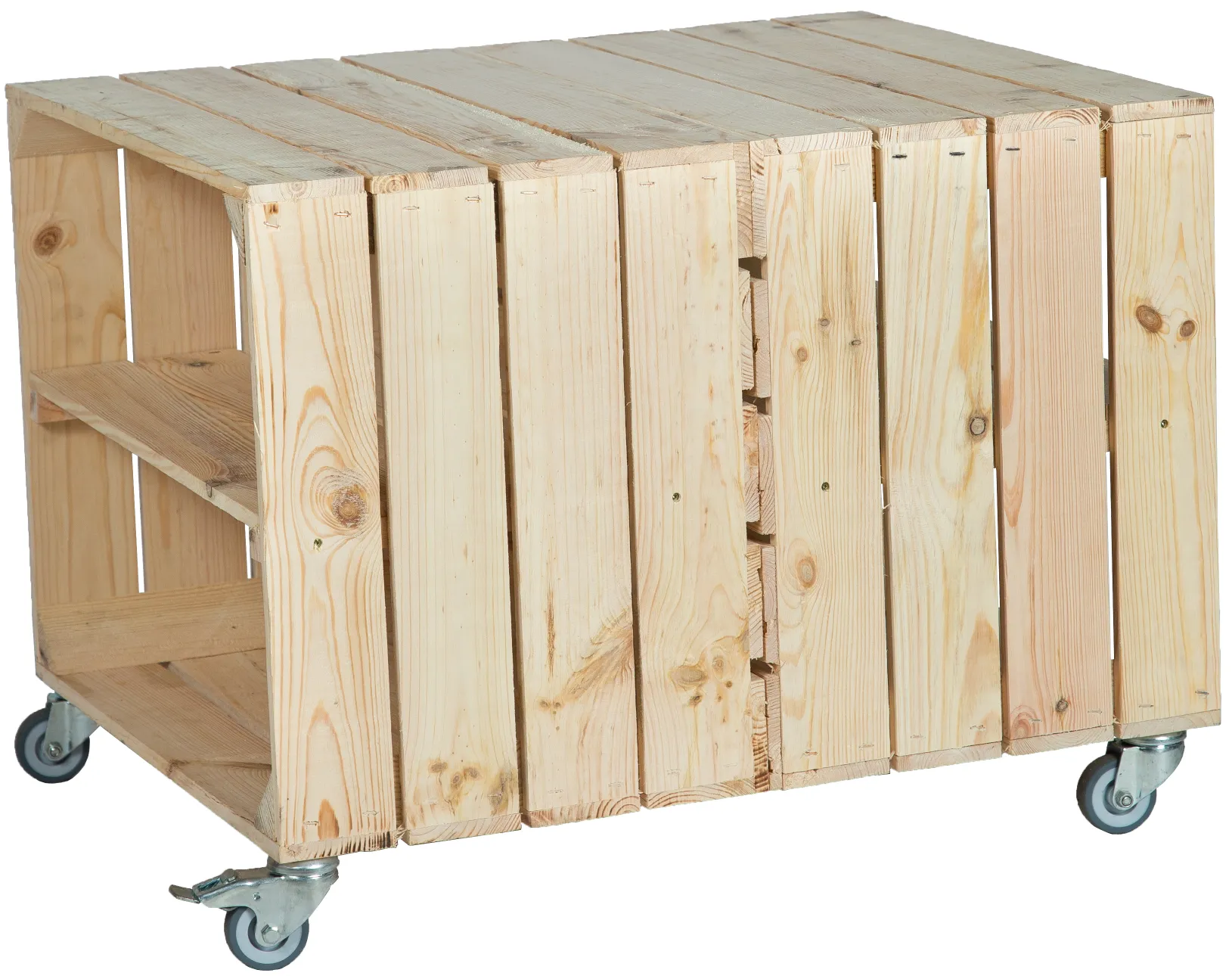 kleiner Obstkistentisch Johanna Natur inkl. Rollen