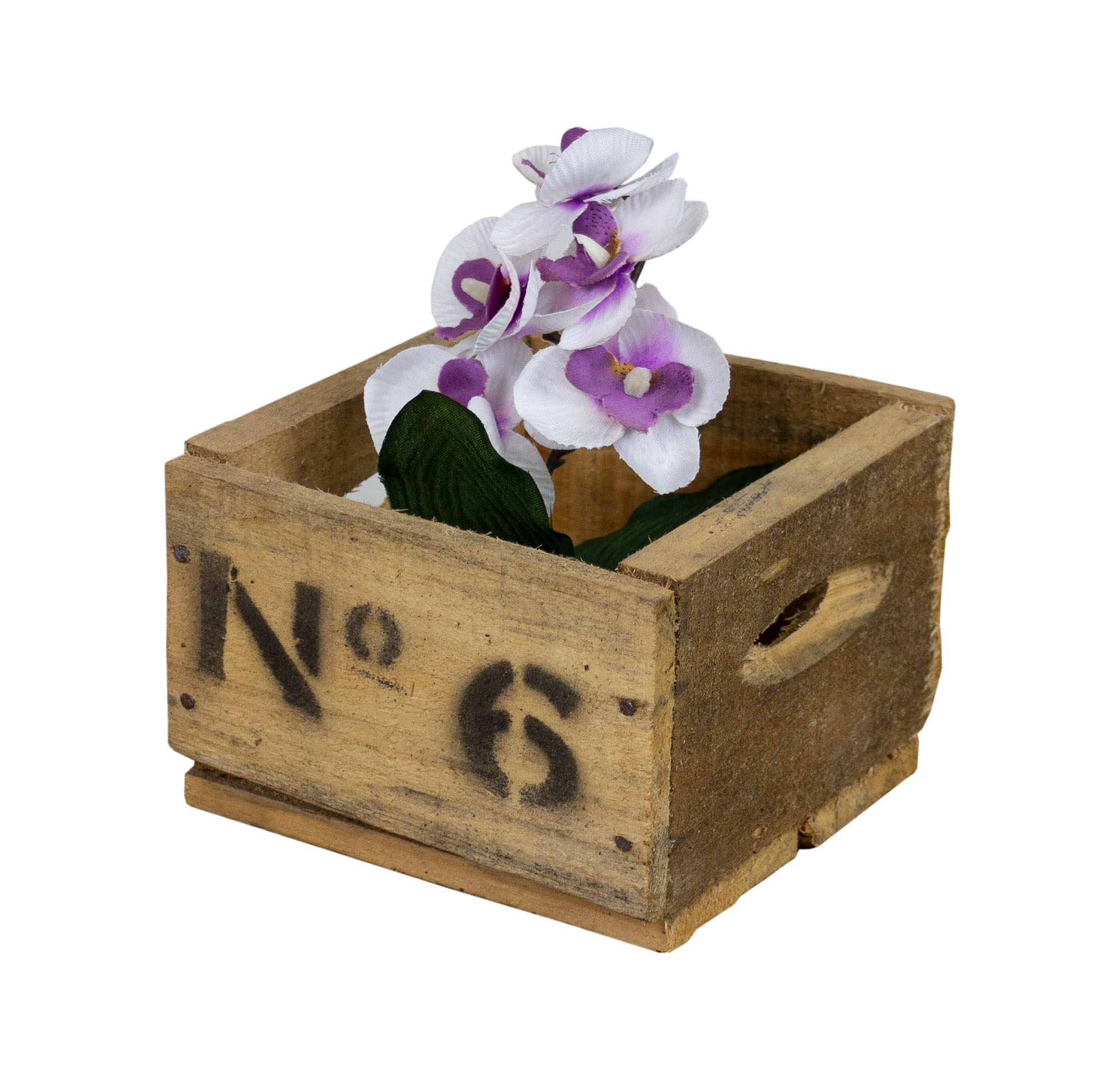 Alte Holzkiste mit Aufdruck No6 14x15x9,5cm (xtra-small)