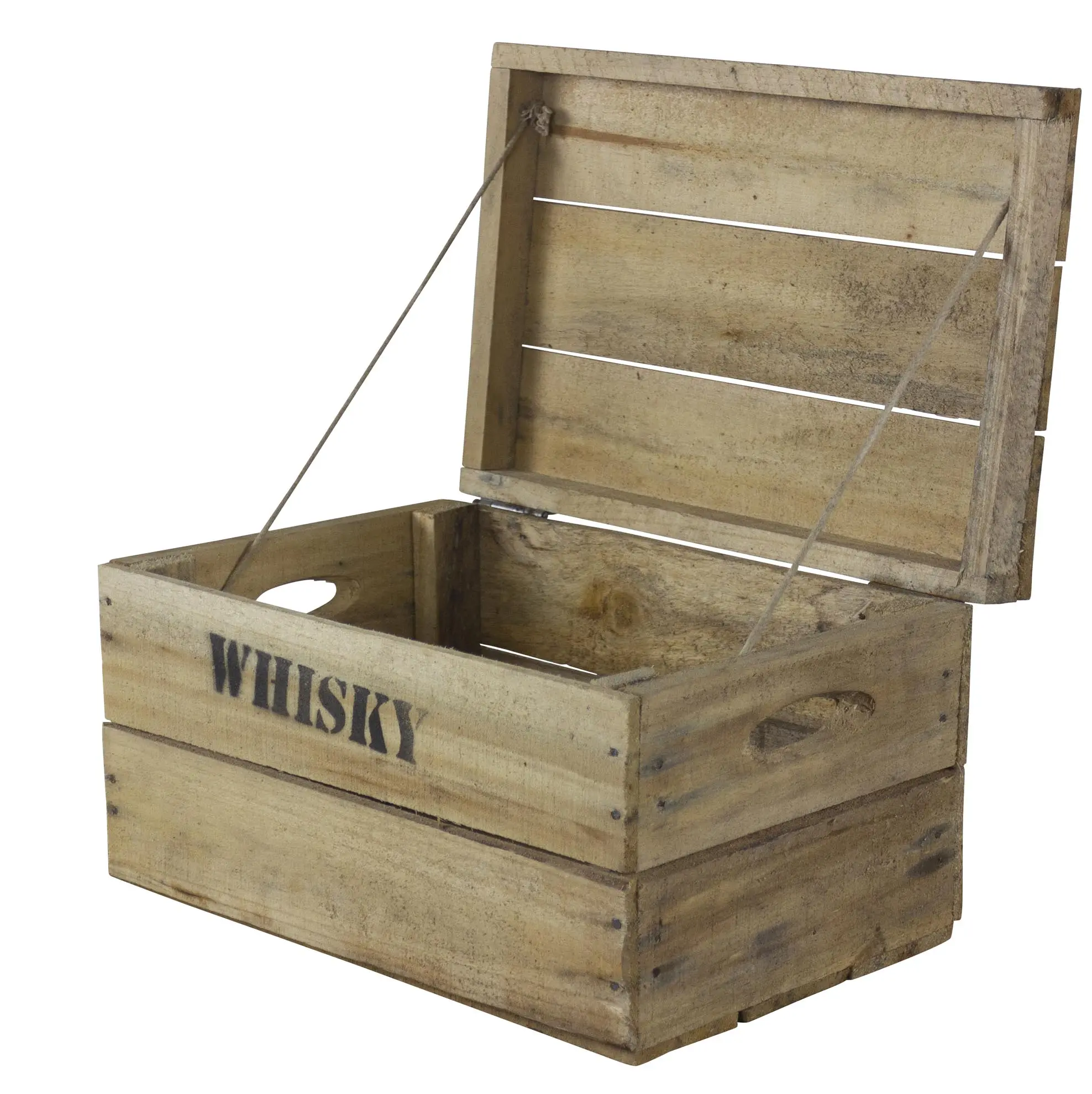 5er Set Rustikale Obstkiste mit Deckel und Aufdruck Whisky XS-XL 5er Set Rustikale Obstkiste mit Deckel und Aufdruck Whisky XS-XL