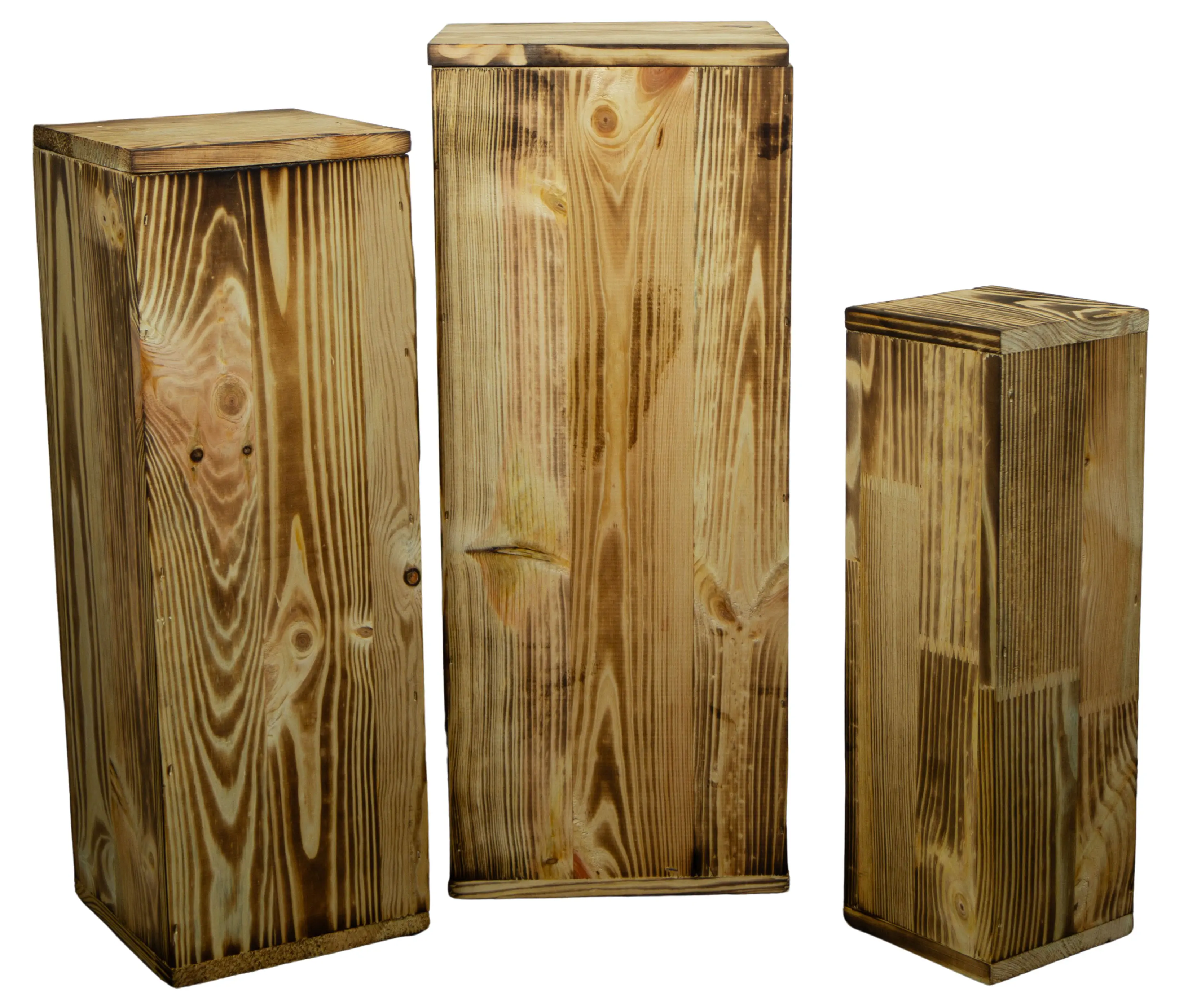 3er Set Dekosäulen viereckig in geflammt 24x24x60cm 3er Set Dekosäulen viereckig in geflammt 24x24x60cm