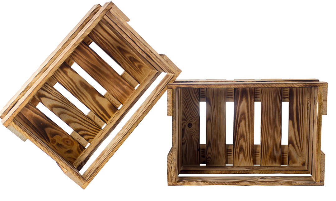 Geflammte neue Weinkiste 46x30,5x24cm 9x Geflammte Weinkiste 46x30,5x24cm