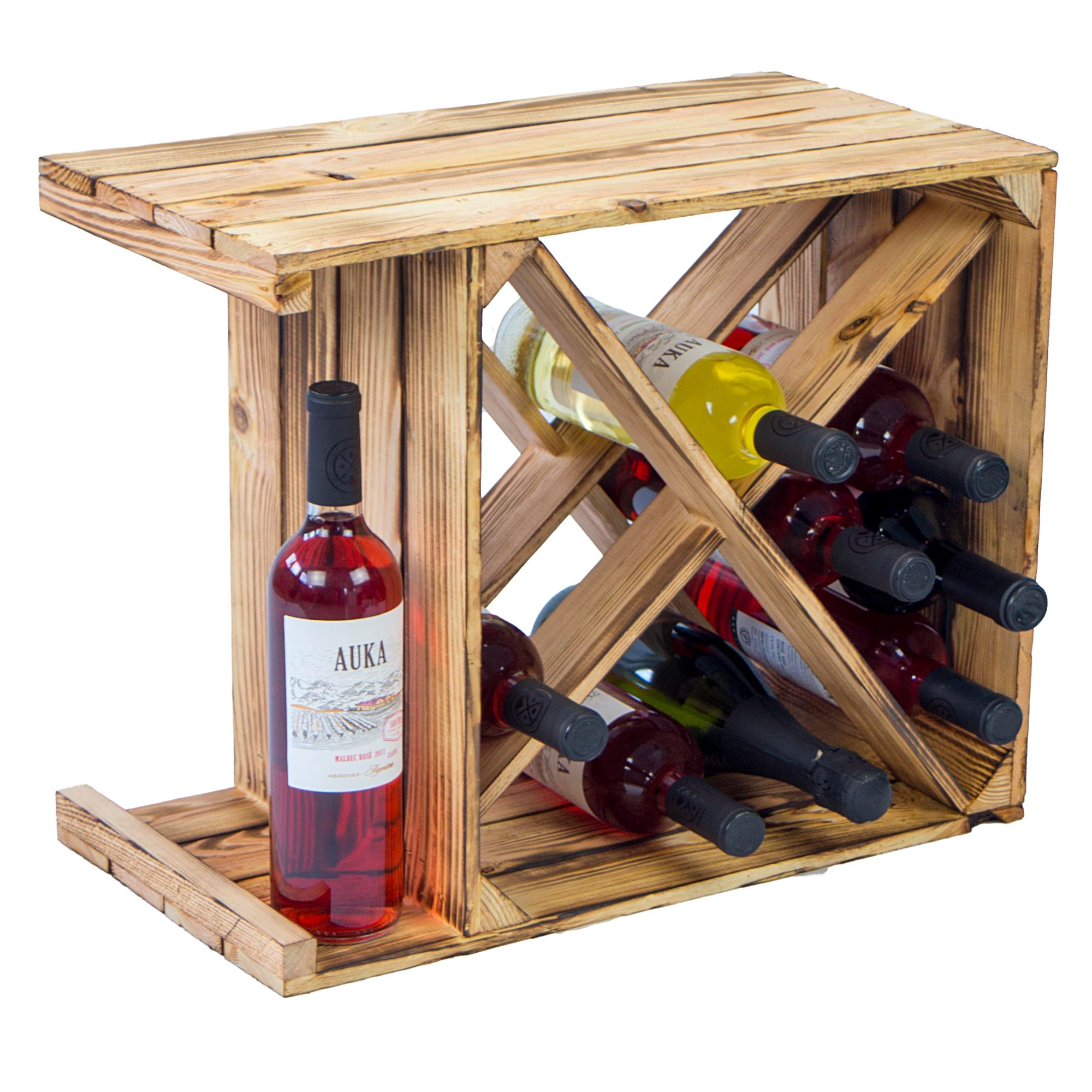 Weinregal "X" geflammt zur Flaschenlagerung 50x40x27cm"
