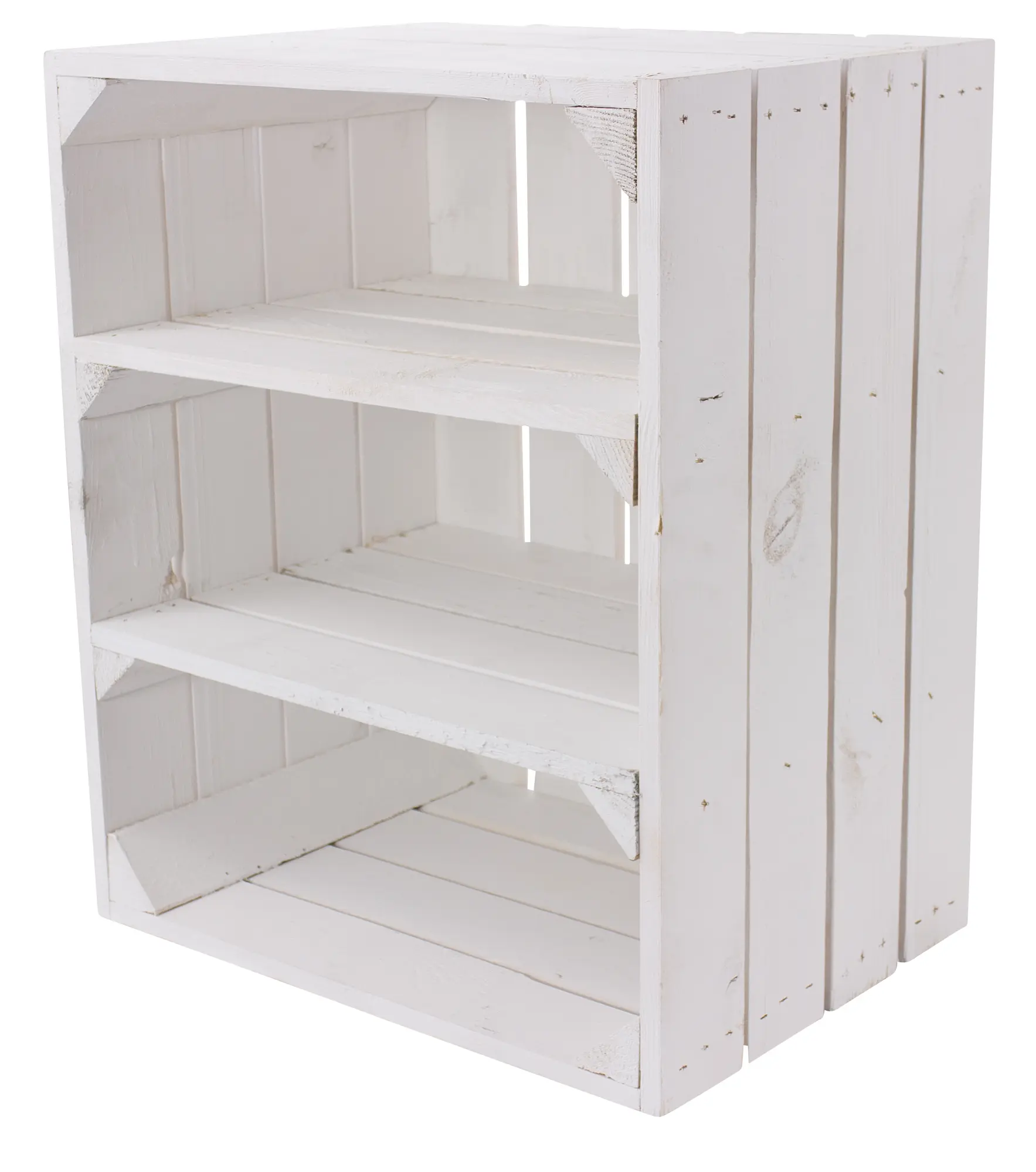 Weiße Holzkiste mit 2 Mittelbrettern -quer- 50x40x30cm Weiße Holzkiste mit 2 Mittelbrettern -quer- 50x40x30cm