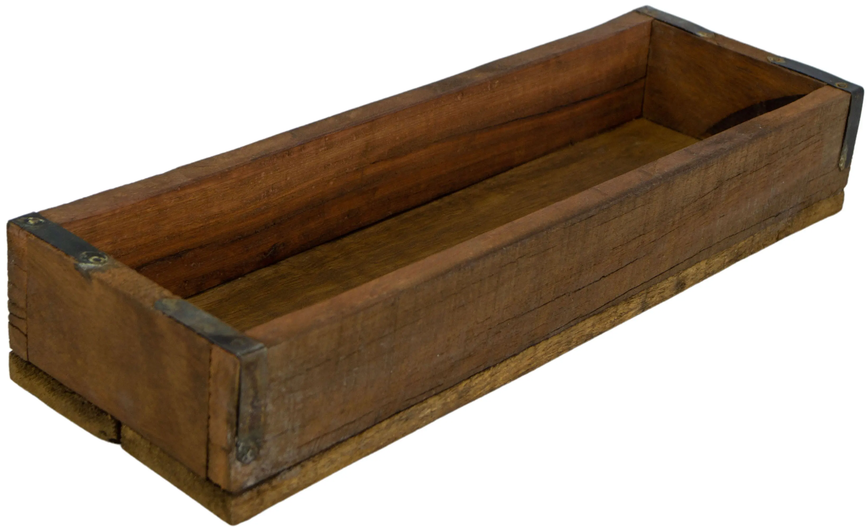Schmale rustikale Altholz-Kiste mit Metallbeschlag Schmale rustikale Altholz-Kiste mit Metallbeschlag