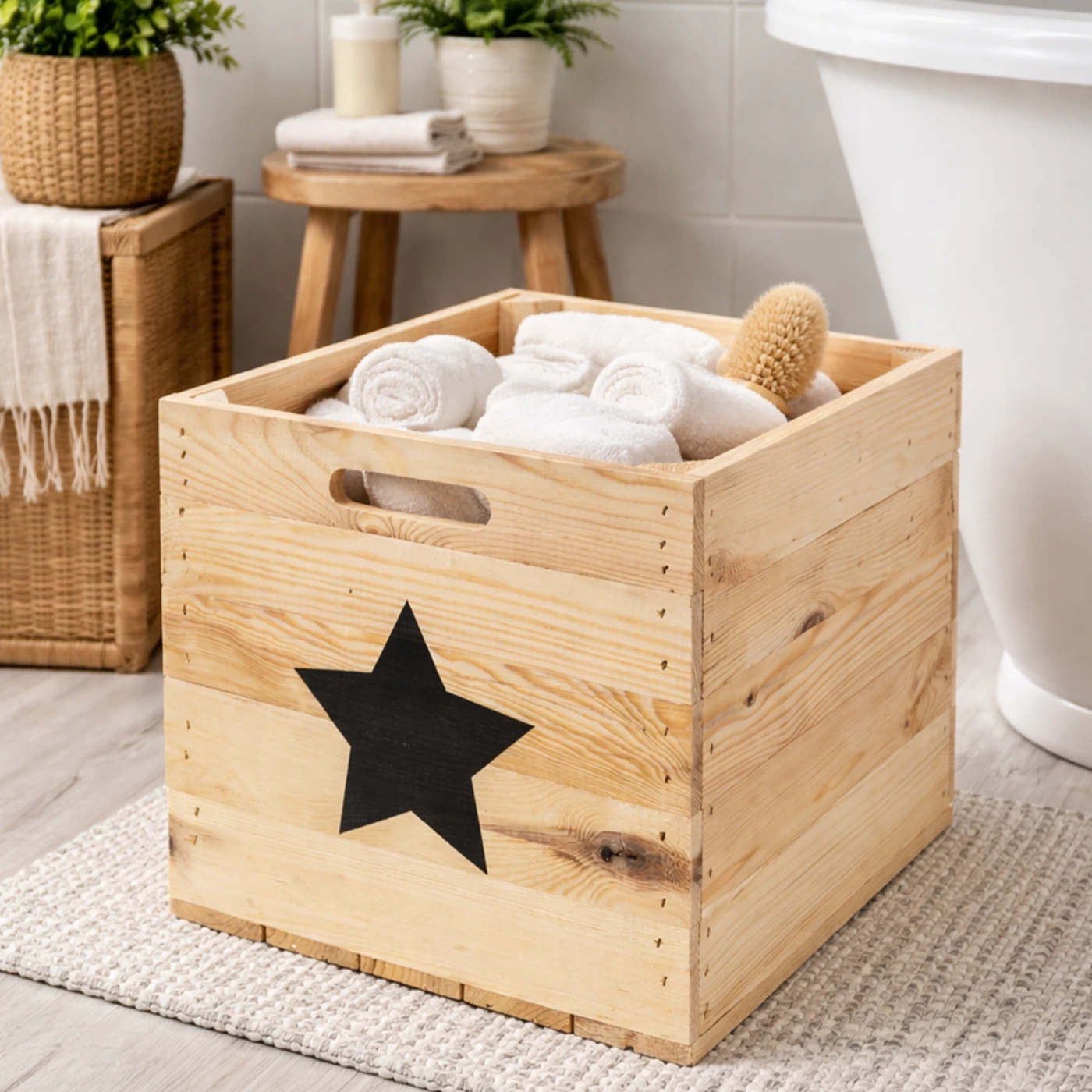 Aufbewahrungskiste Kallax Natur Stern schwarz passend für Kallax und Expeditregale Regaleinsatz