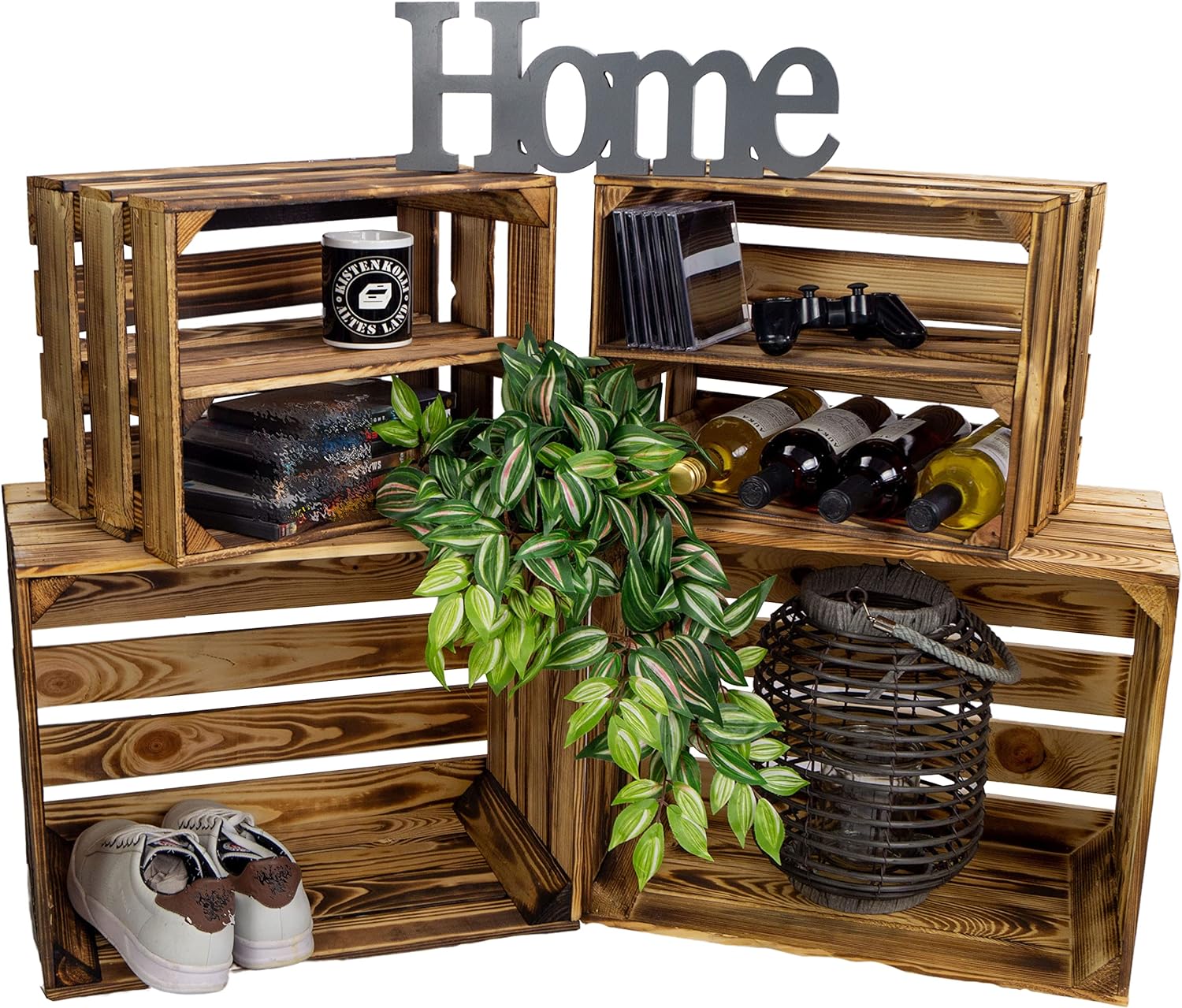 Kisten geflammt 50x40x29cm / 40x30x25cm Deko & Möbelkisten Wohnwand Obstkisten Weinkisten Optik DIY Upcycling (4er Set Mix mit Bella Längs) Kisten geflammt 50x40x29cm / 40x30x25cm Deko & Möbelkisten Wohnwand Obstkisten Weinkisten Optik DIY Upcycling (4er Set Mix mit Bella Längs)