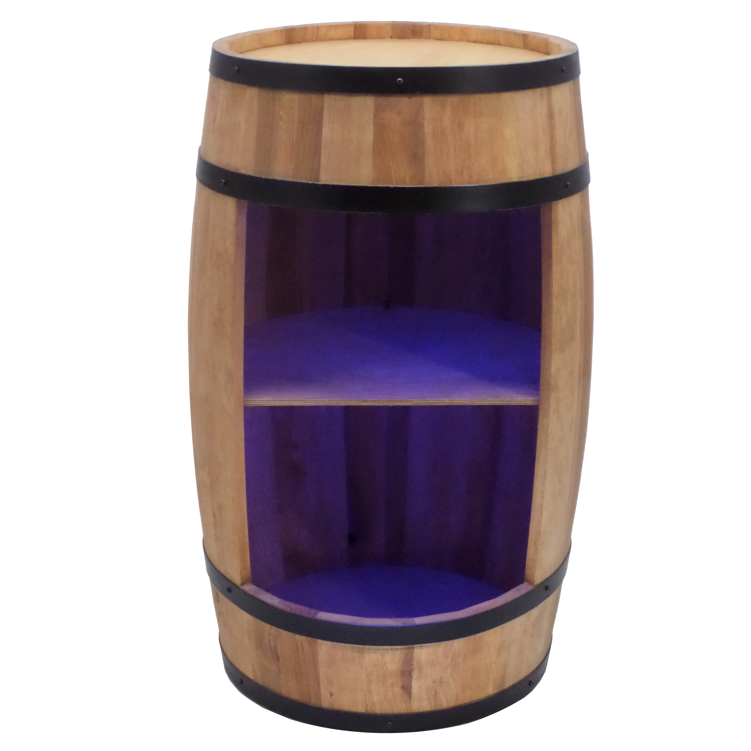 Holzfass in heller Eichenoptik Hausbar mit LED – Rustikale Minibar im Weinfass Design – Weinregal & Flaschenständer aus Holz – Vintage Fassbar für Wohnzimmer, Bar oder Partykeller – ca. 80 cm LED Mehrfarbig